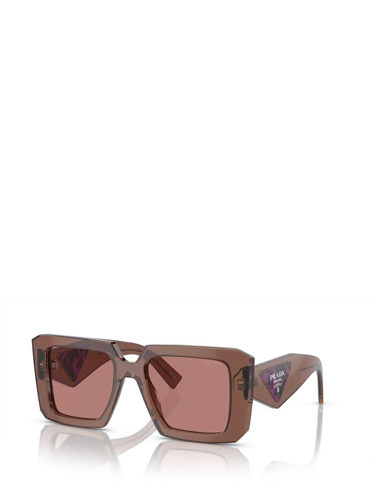 Shop Prada Square Frame Sunglasses Sunglasses In 17o60b Brown Transparent