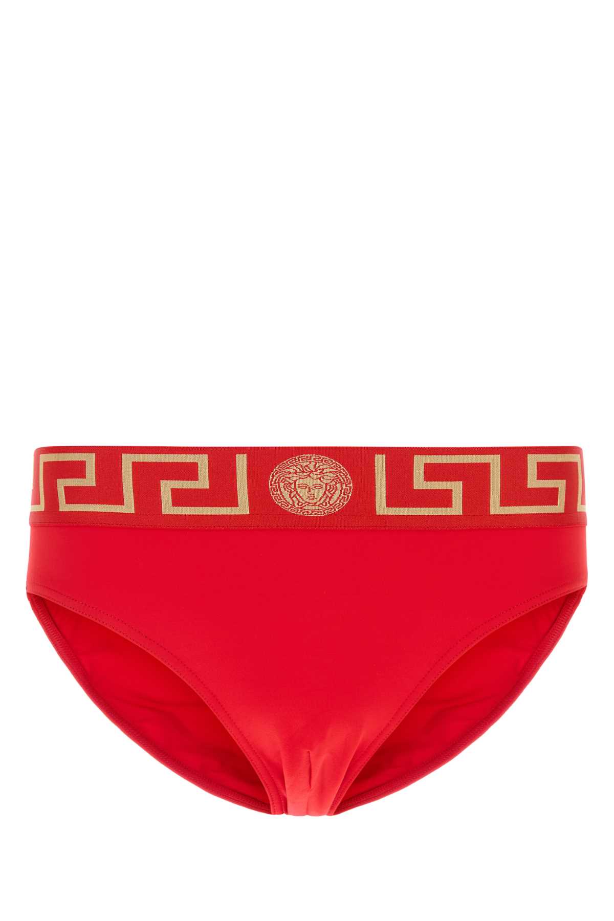 Red Stretch Nylon Swimming Brief