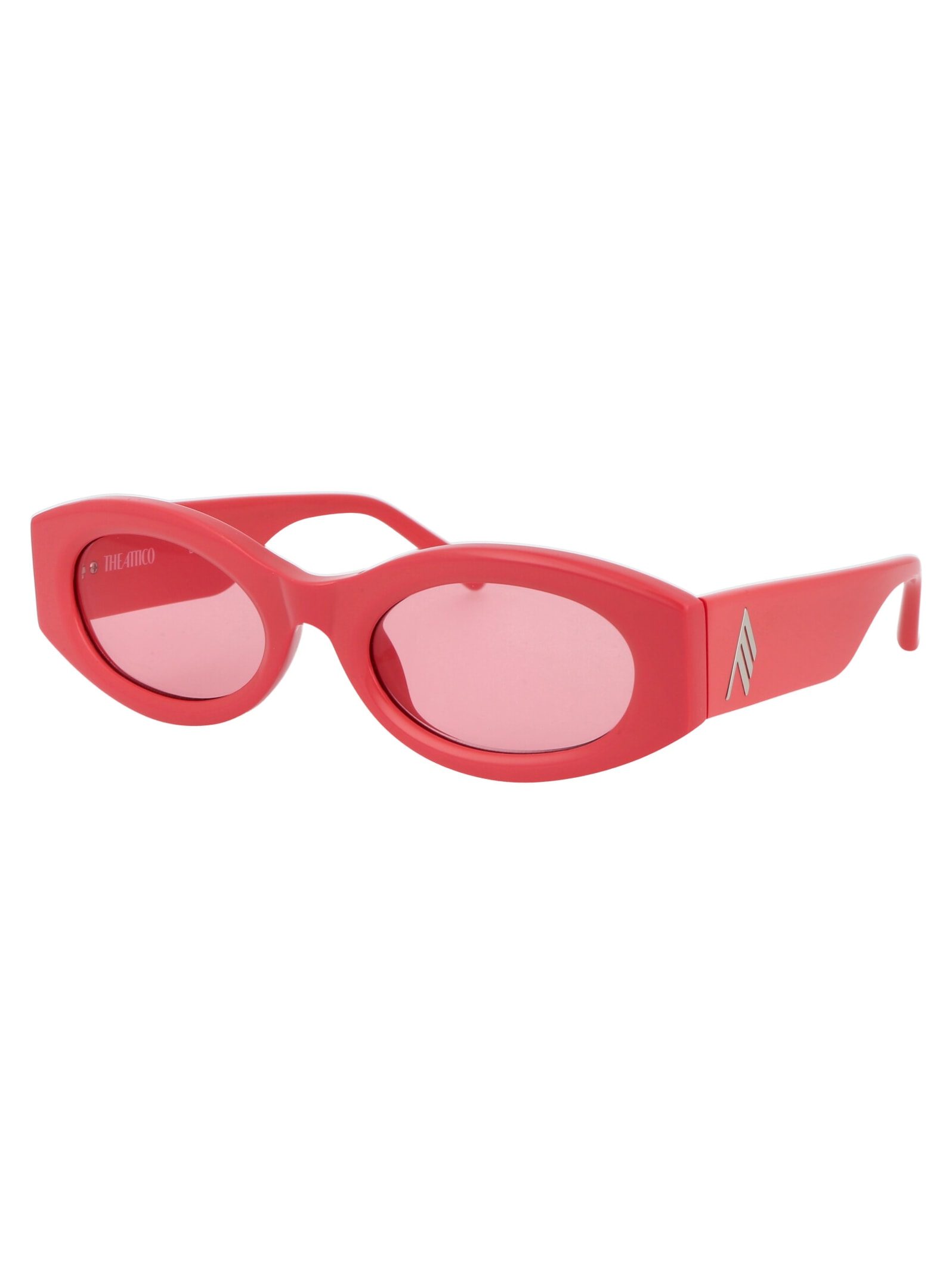 Shop Attico Berta Sunglasses In Coral/silver/pink