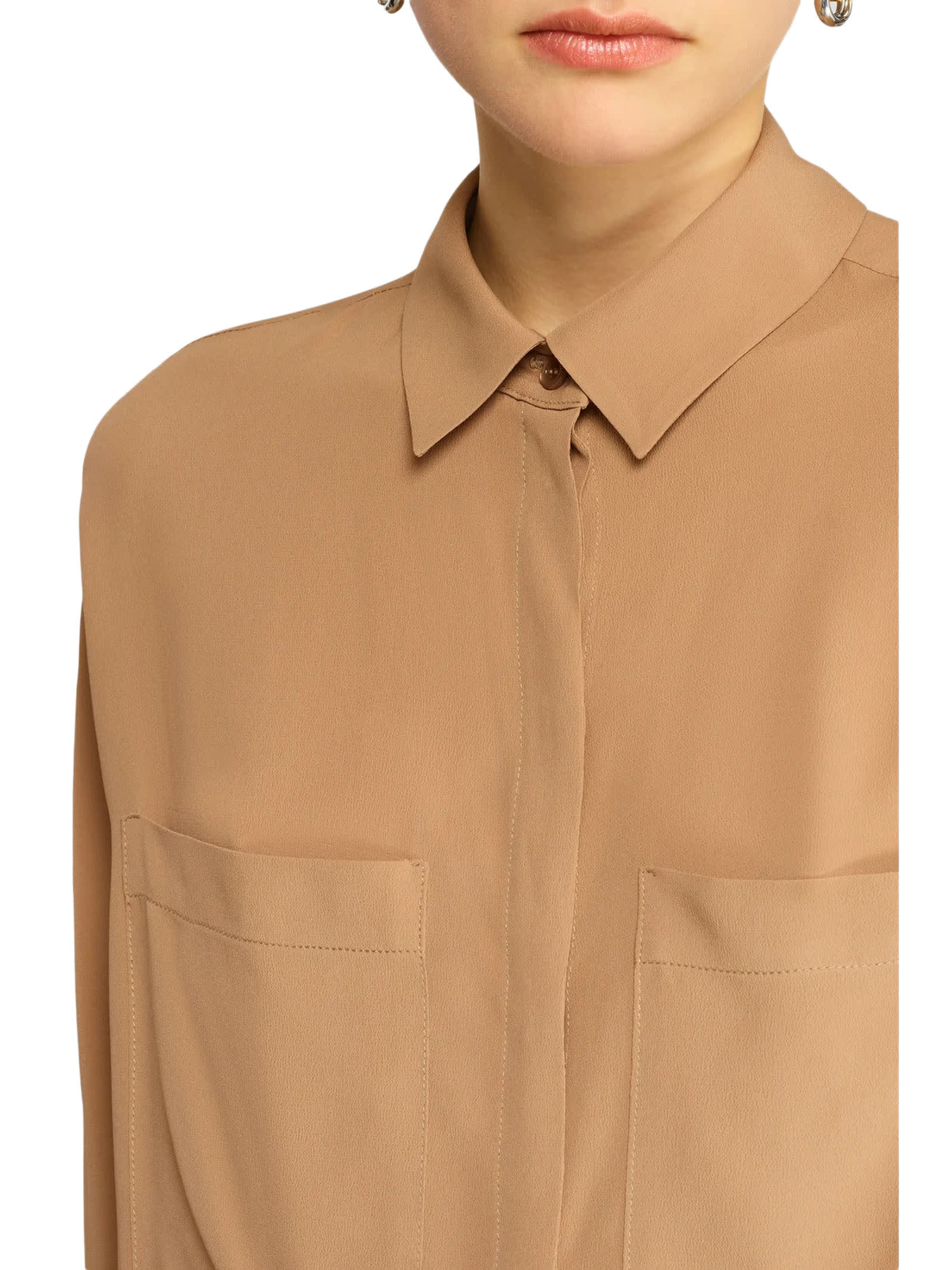 Shop Semicouture Crepe De Chine Shirt In Beige