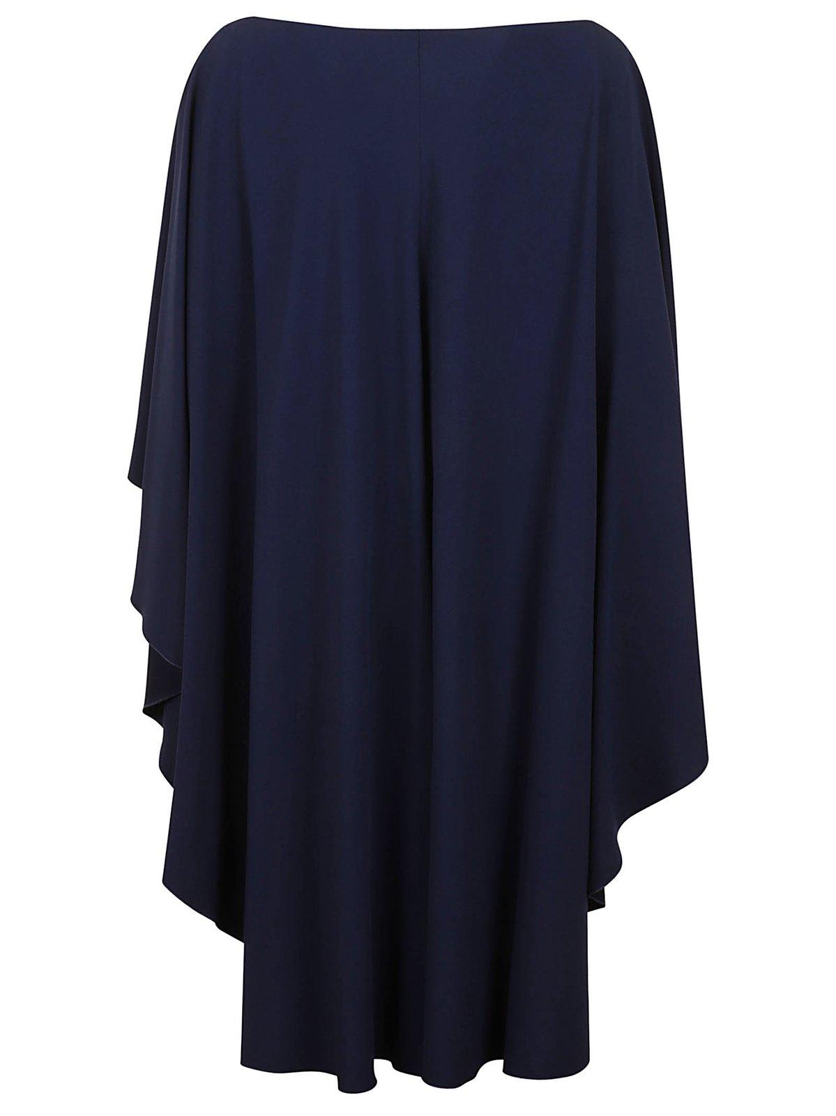 Shop Alberta Ferretti Short Cape Effect Dress In Blu
