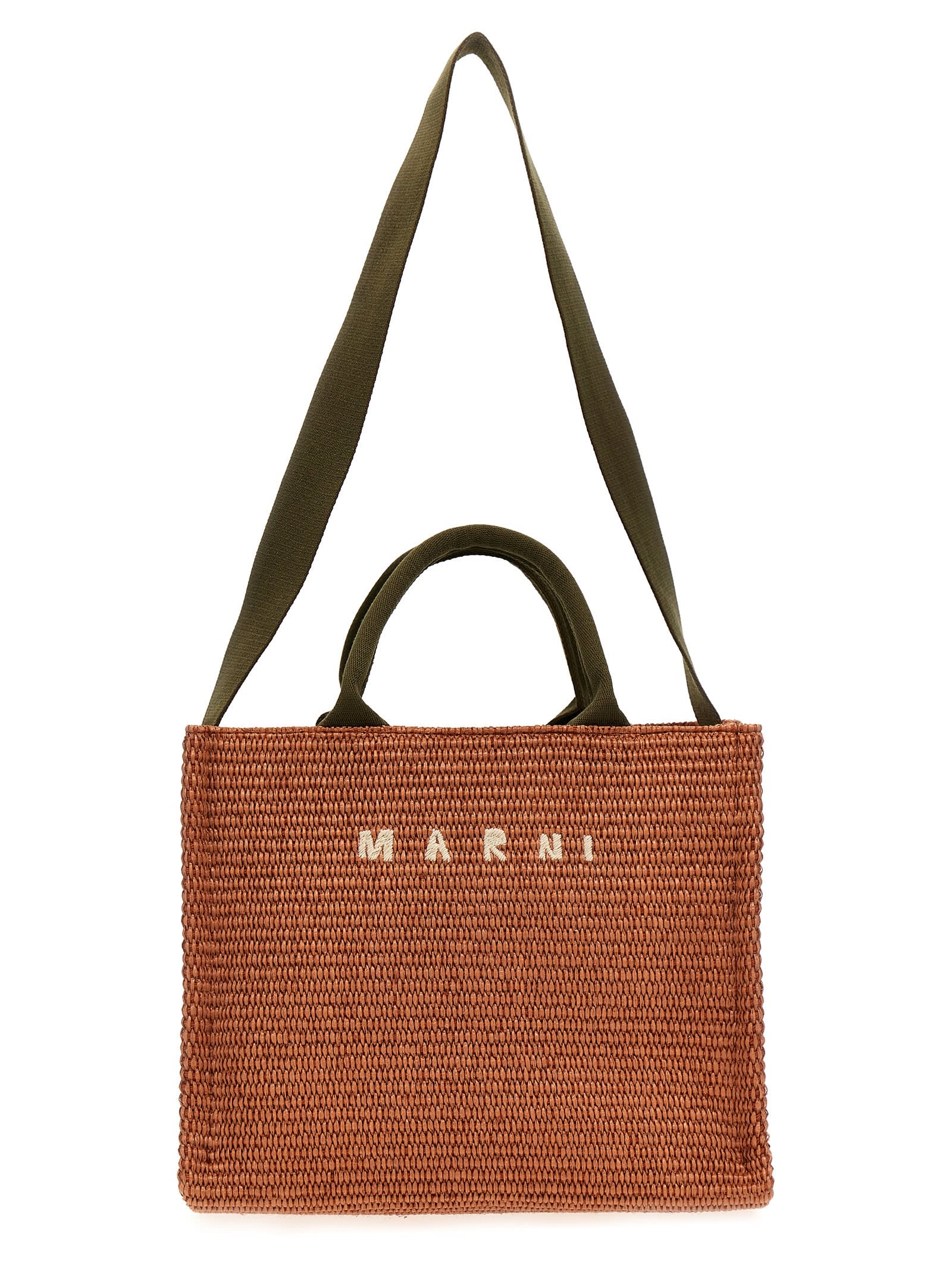 Shop Marni East/west Small Shopping Bag In Green
