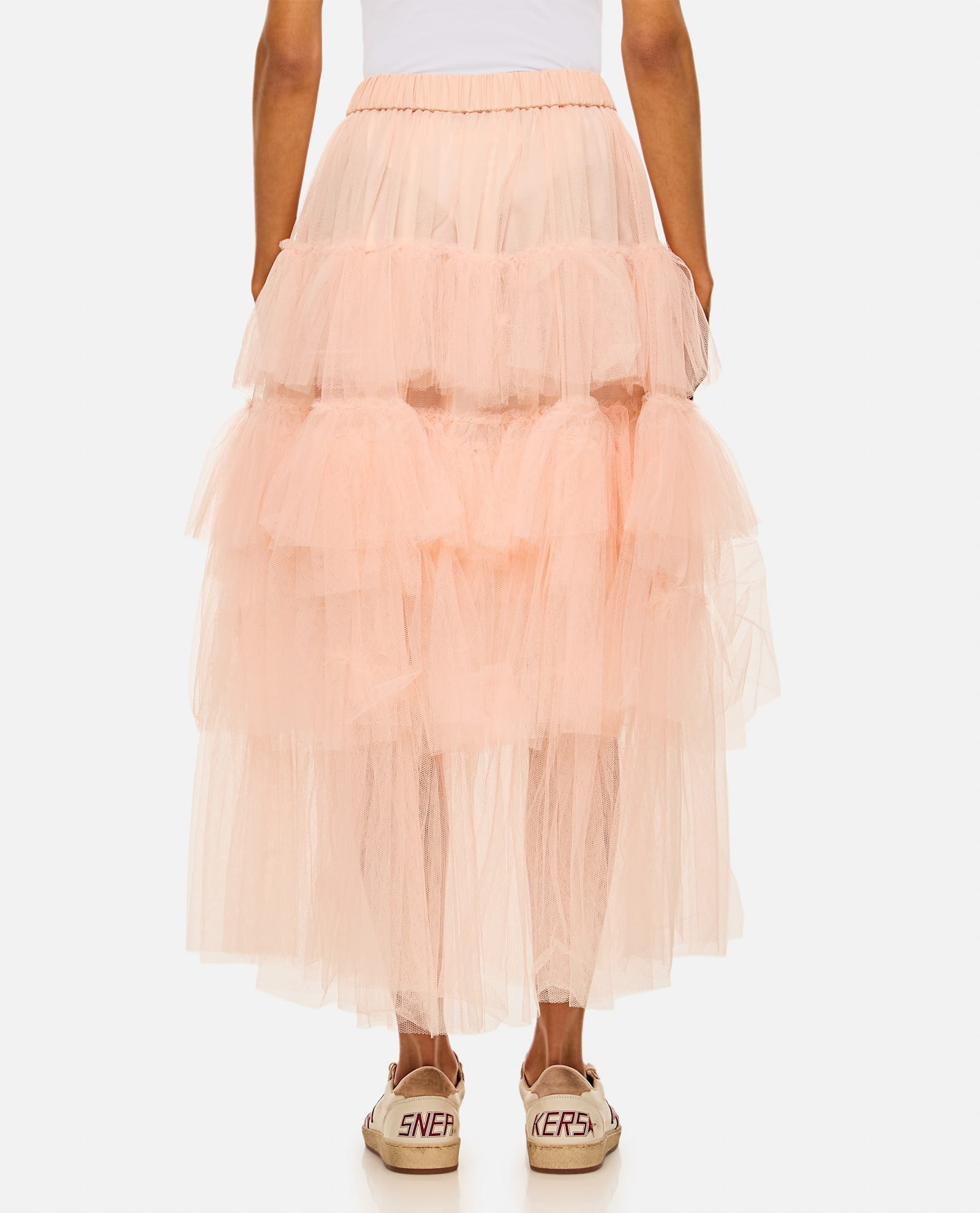 Simone Rocha Tiered Tulle Midi Skirt In Beige