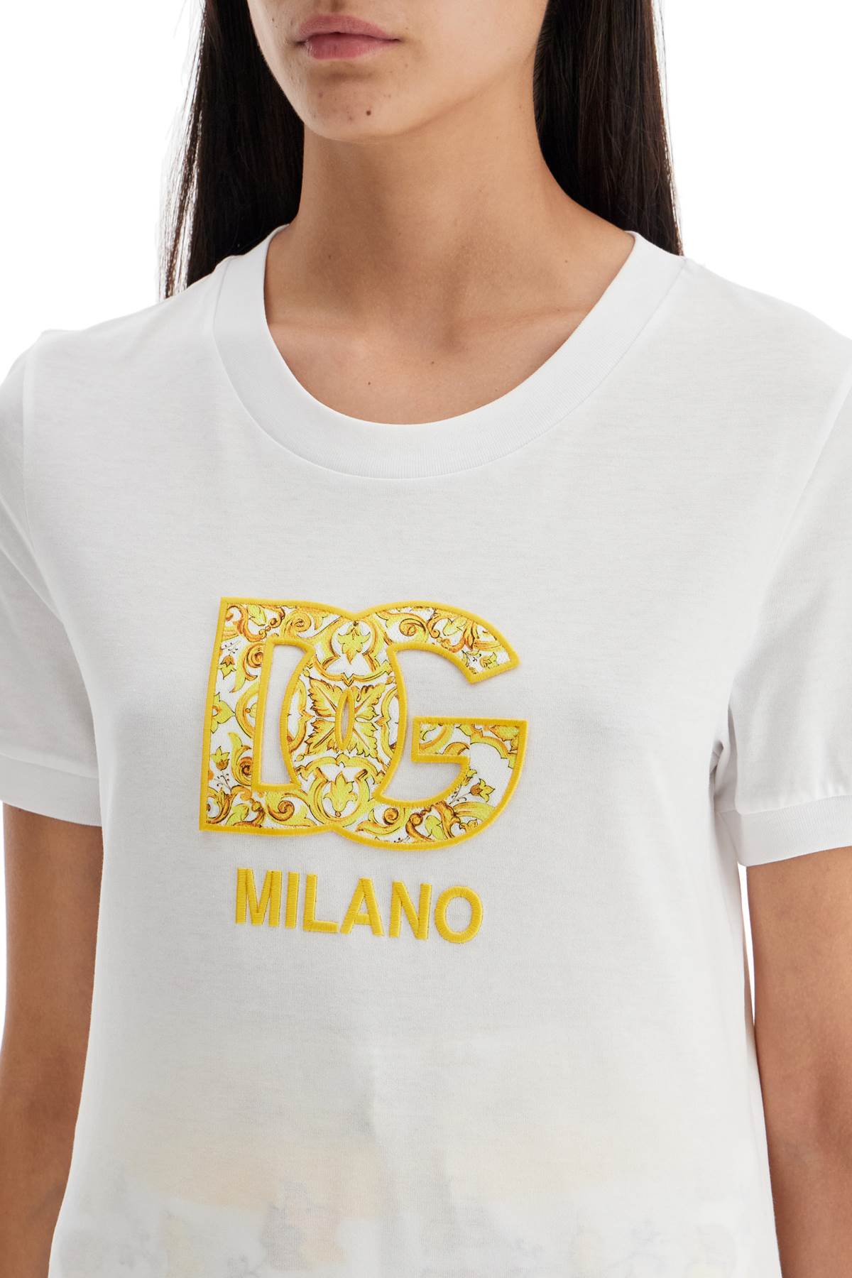 Shop Dolce & Gabbana Maiolica Dg Patch T In Ricamati (white)