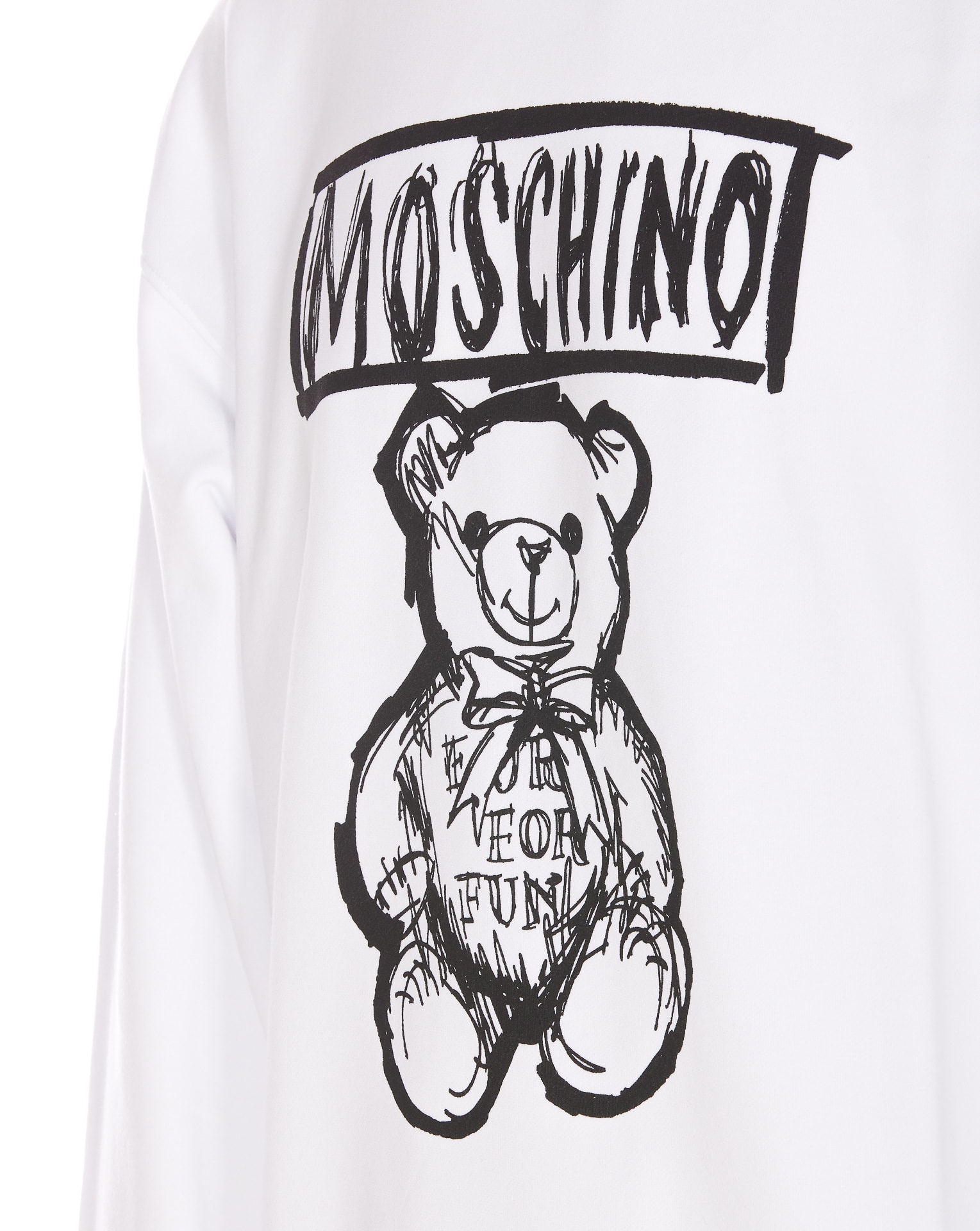 Shop Moschino Drawn Teddy Bear Sweatshirt In White