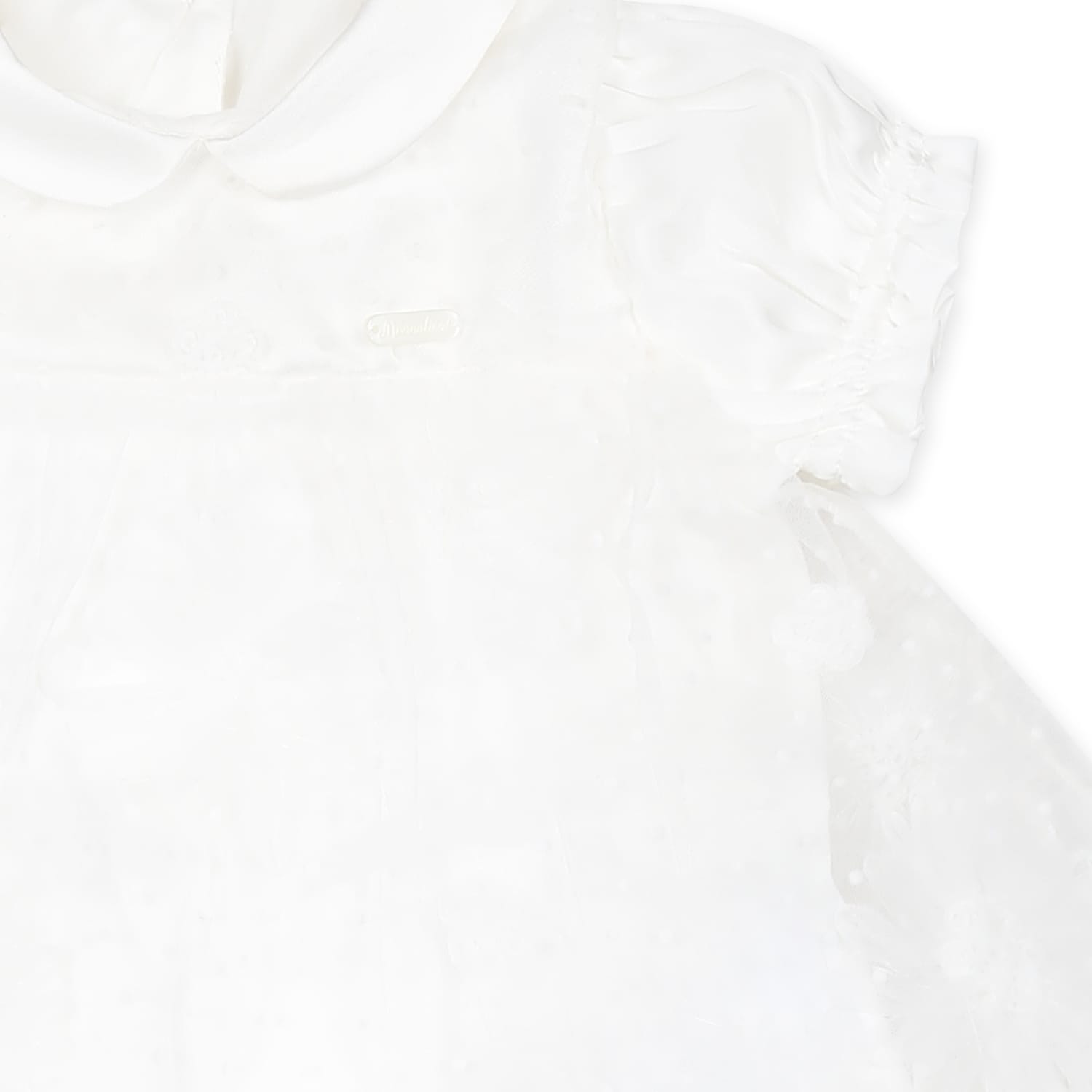 Monnalisa White Suit For Baby Girl With Polka Dots In White