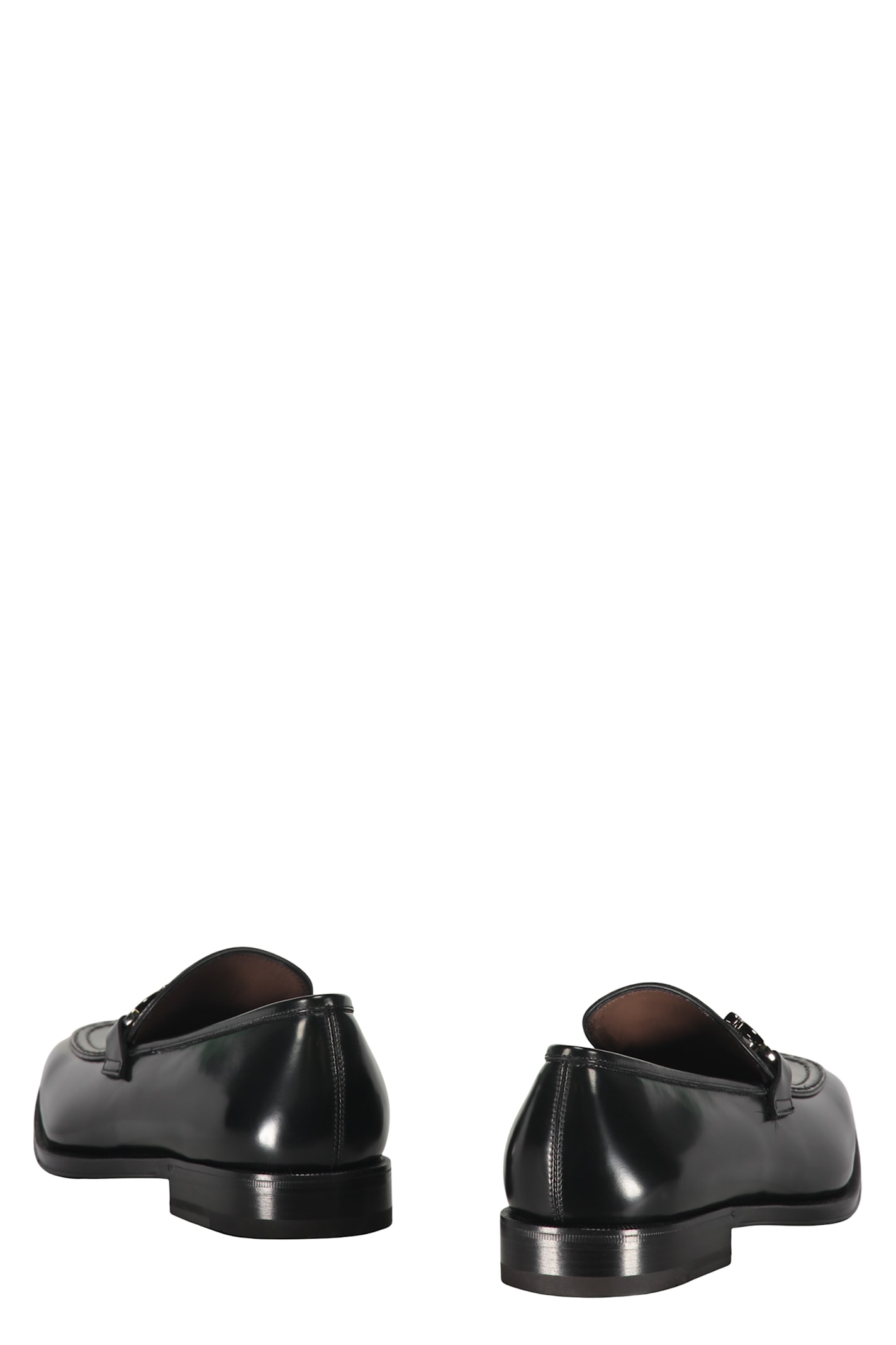 Ferragamo Leather Loafers In Black