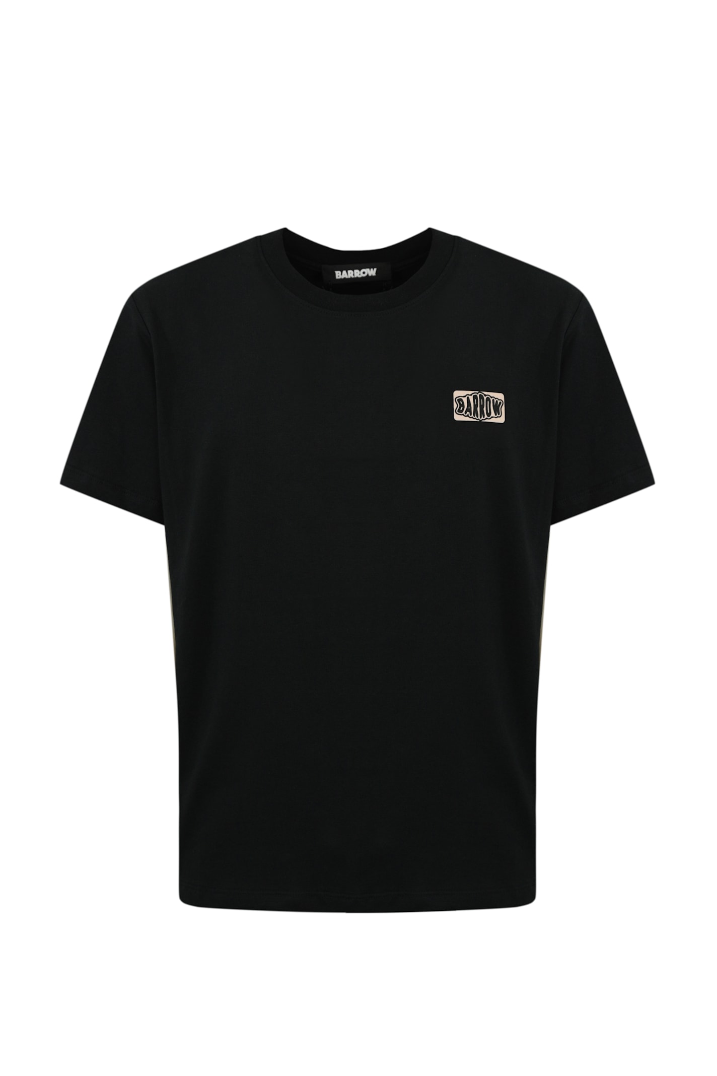 Barrow Cotton T-shirt With Tennis Basket Ball Man Print In Nero