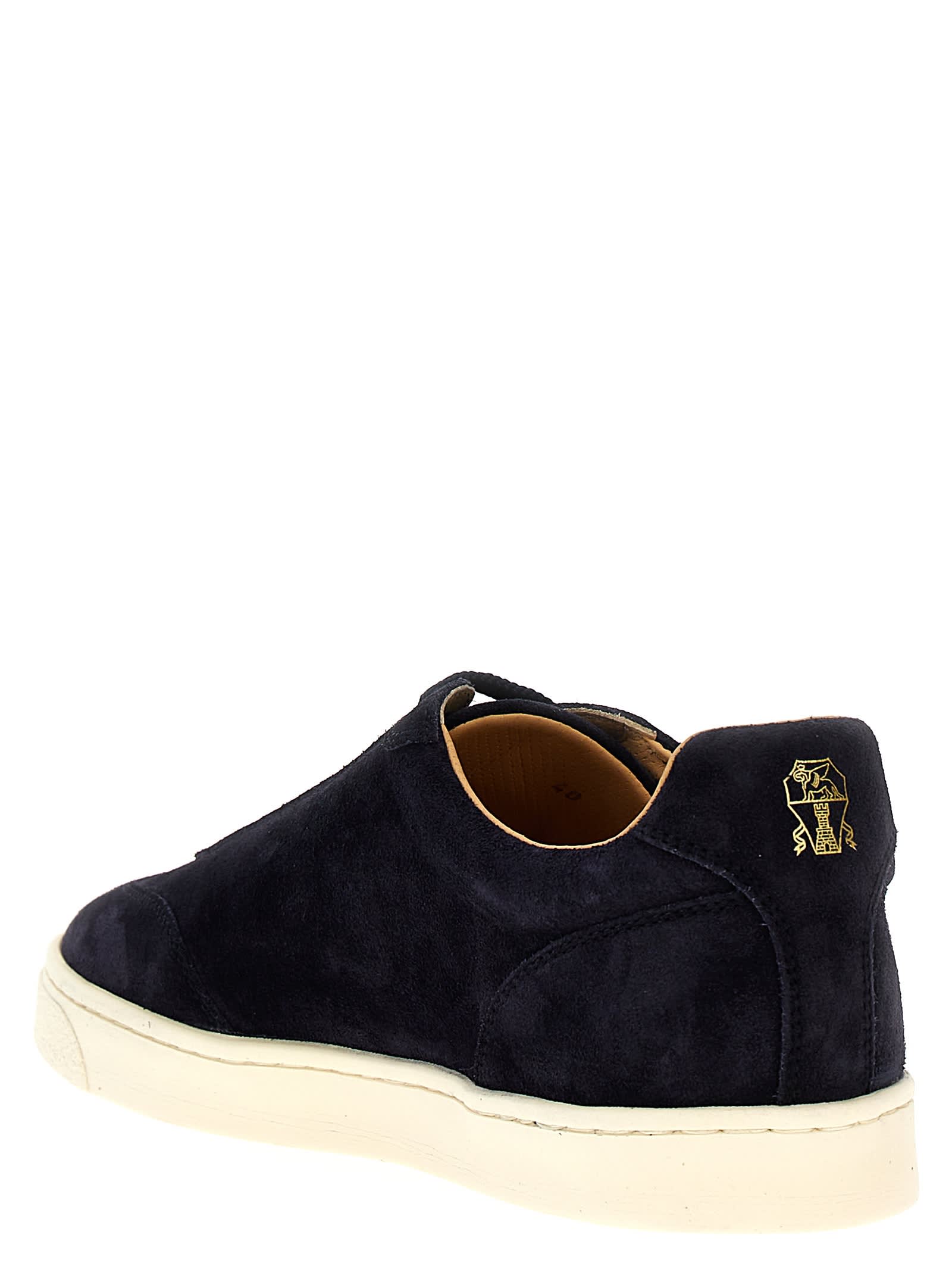 Shop Brunello Cucinelli Suede Sneakers In Blue