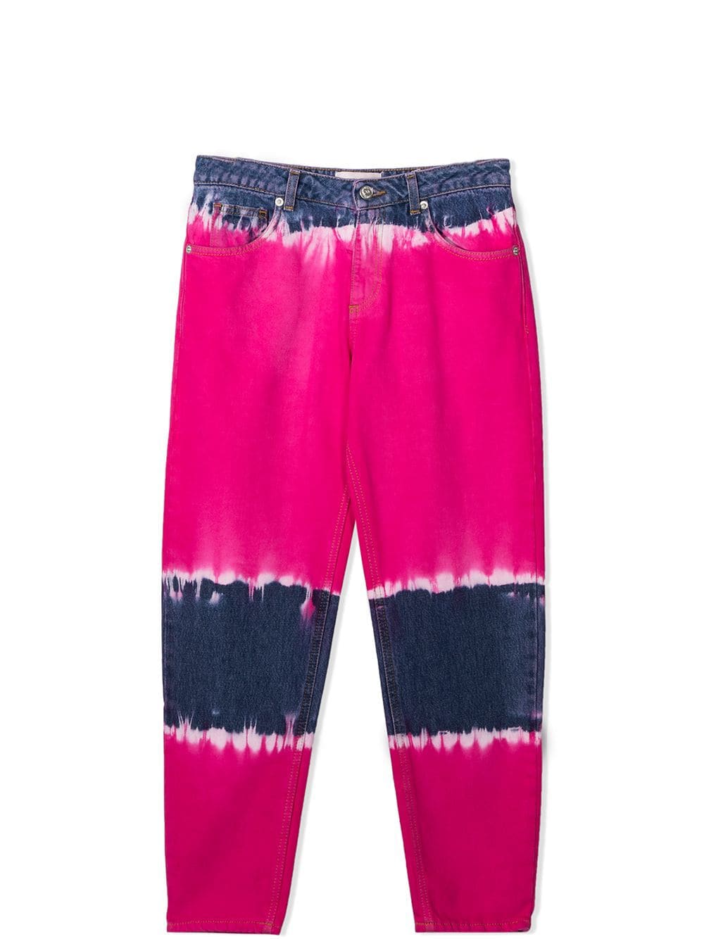 Alberta Ferretti Teen Tie-dye Straight Leg Jeans In Fucsia
