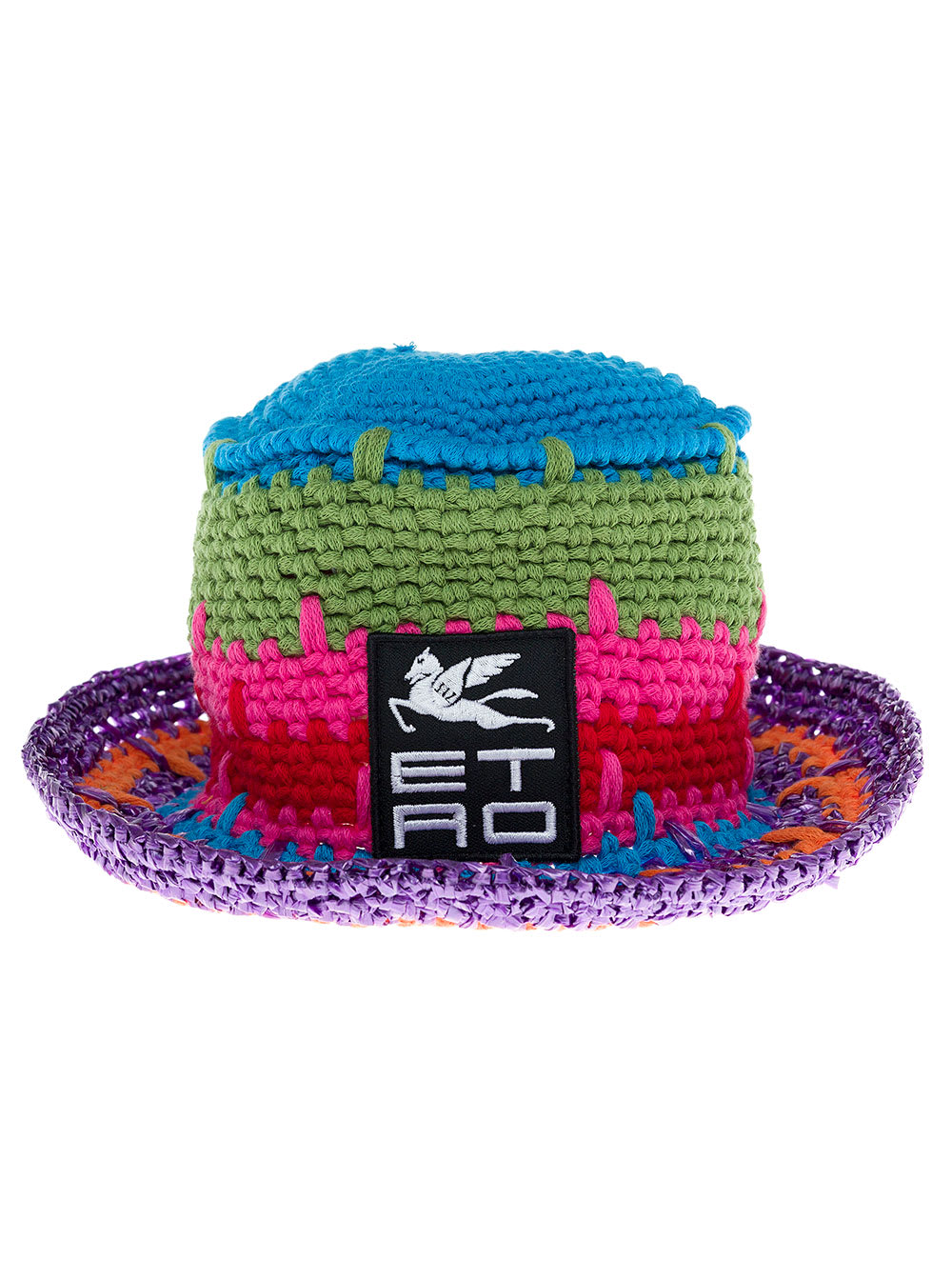 Etro Multicolor Cotton Chrocet Hat With Logo