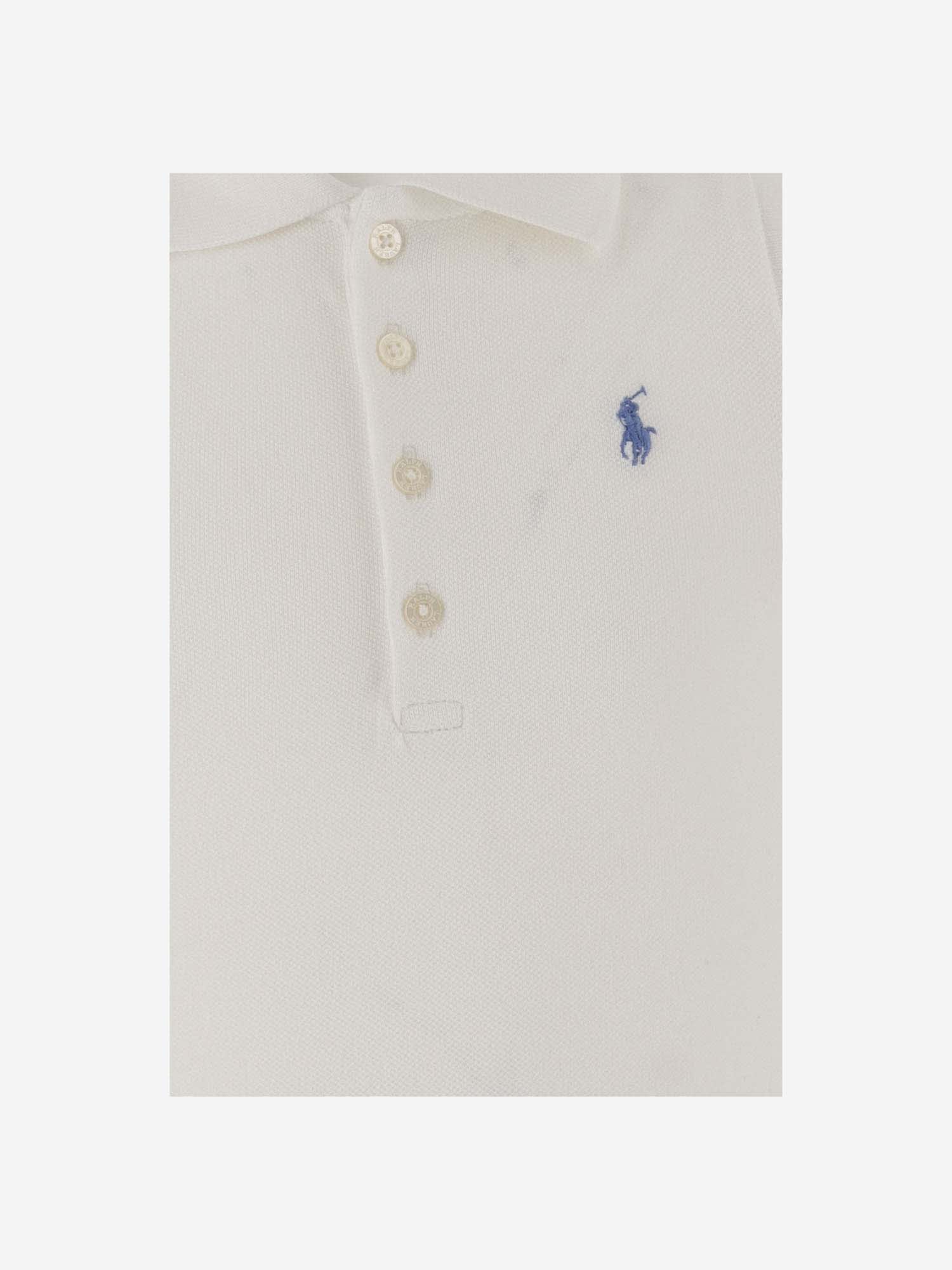 Shop Polo Ralph Lauren Stretch Cotton Dress With Logo In White