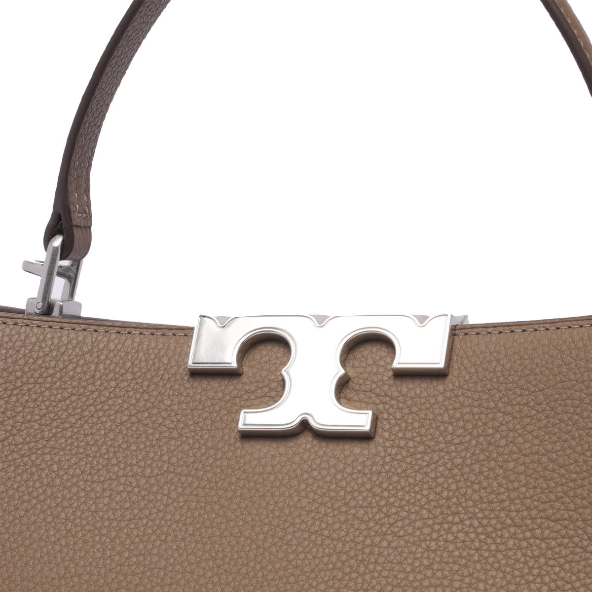 Shop Tory Burch Eleanor Pebbled Satchel In Wild Mushroom