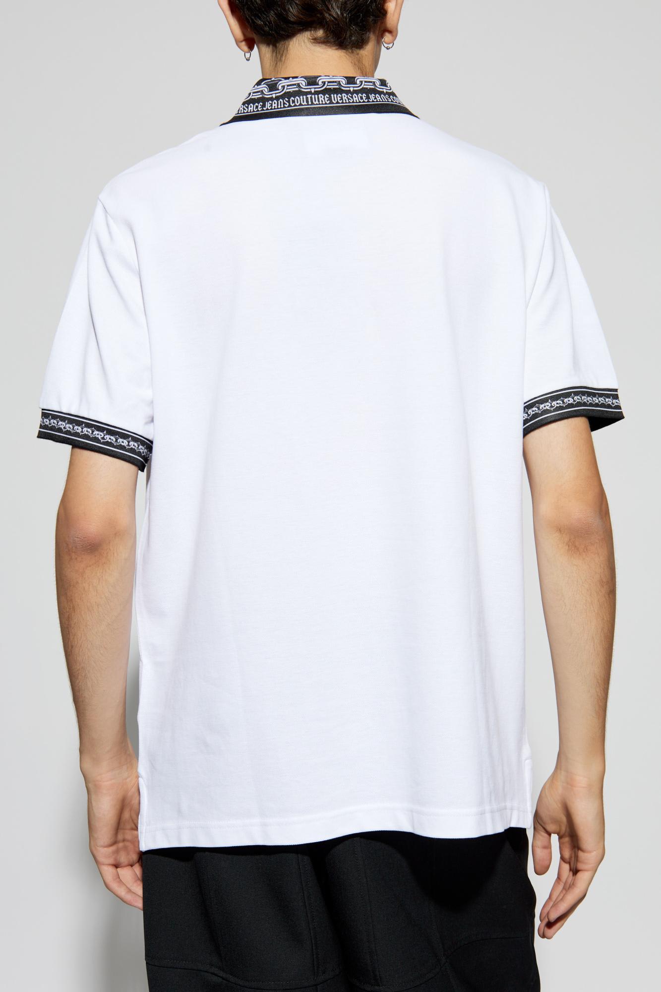 Shop Versace Jeans Couture Logo Polo In White