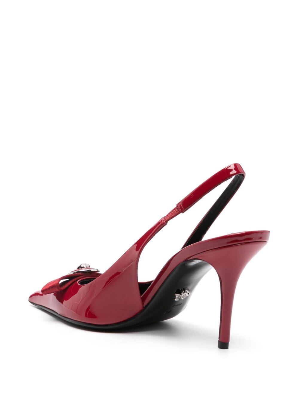 Shop Versace Sling Back T.85 Calf Leather In P Lipstick Red Palladium