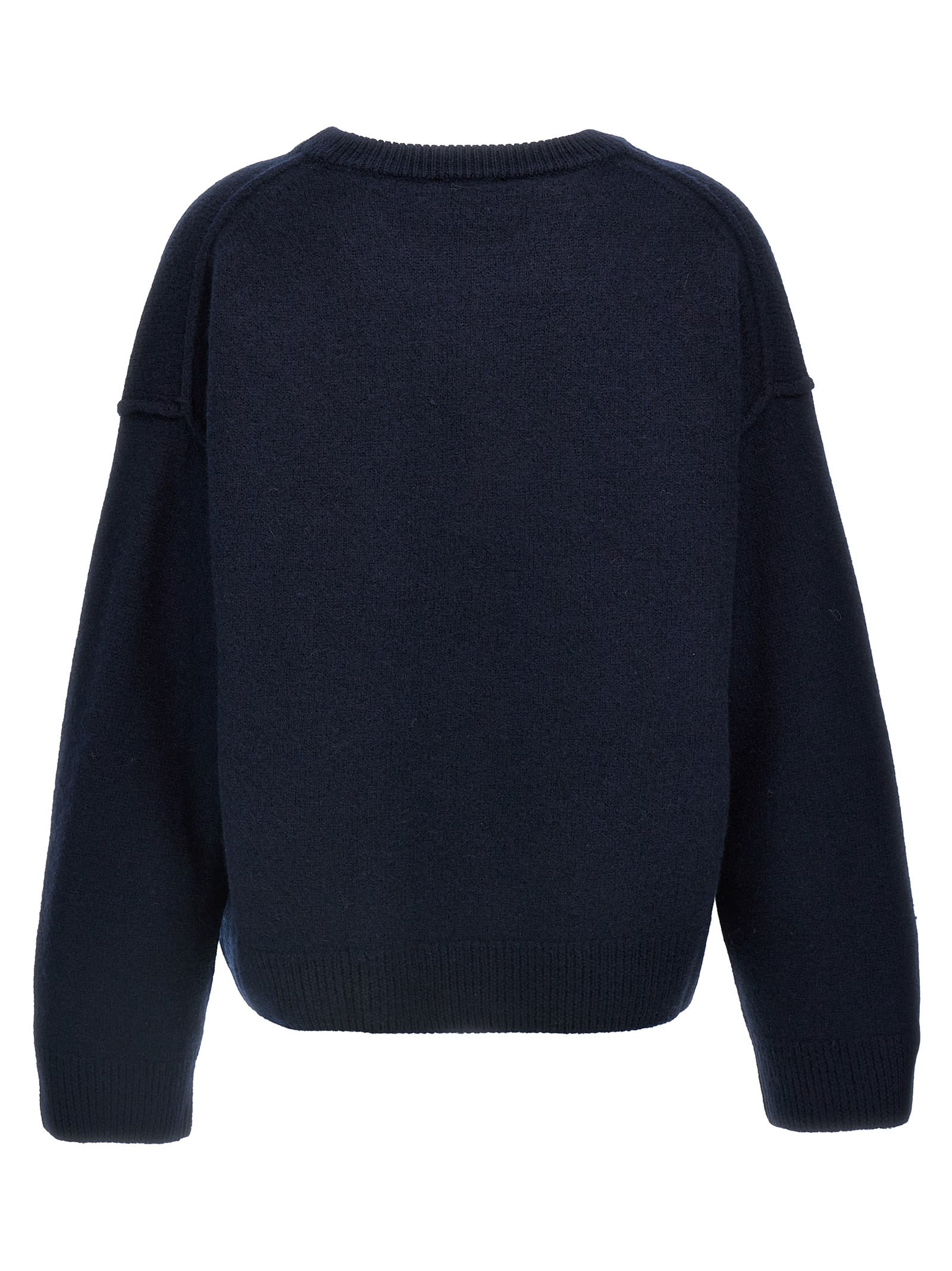 Shop Ganni Boiled Wool Sweater In Blue