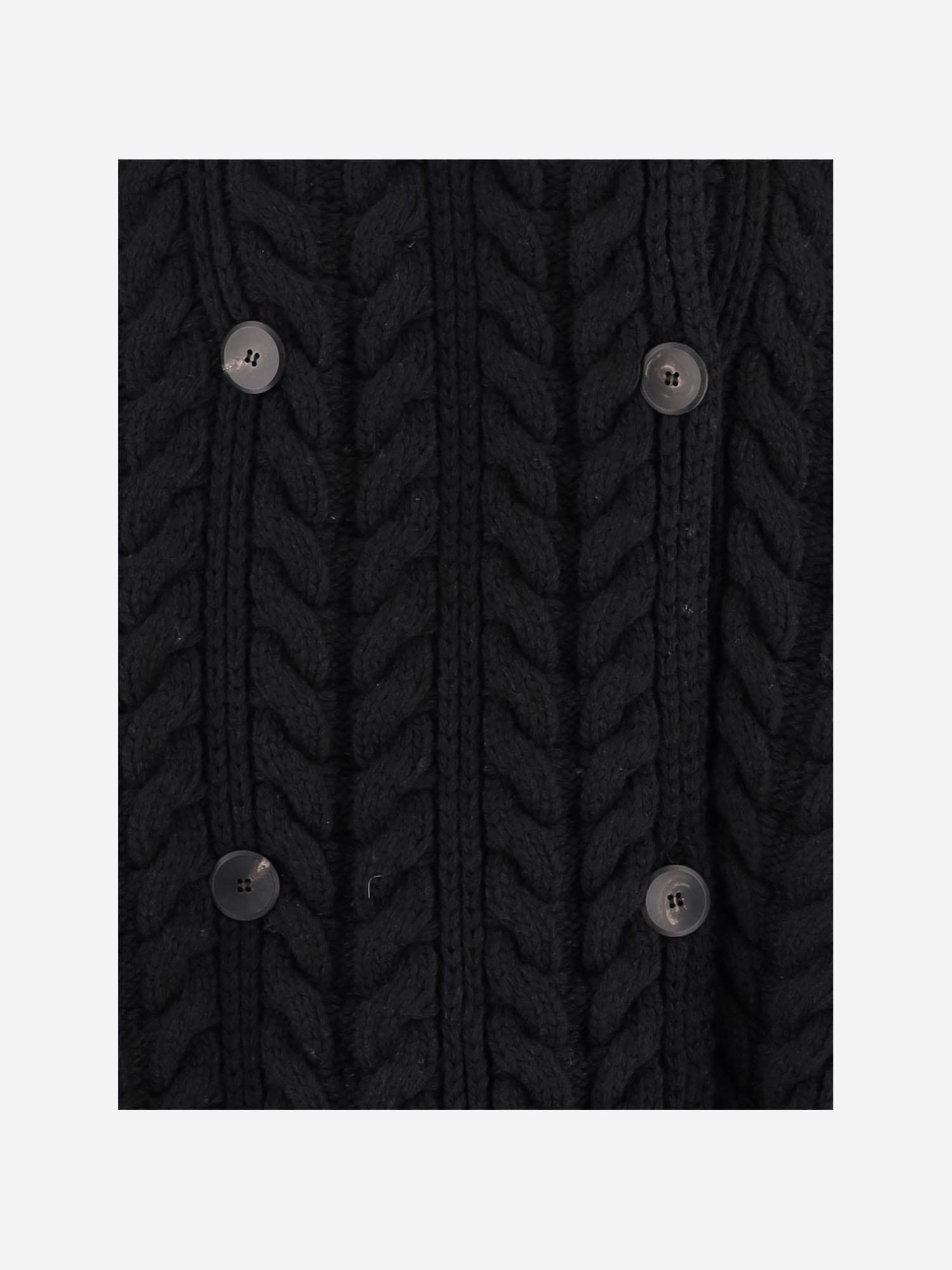 Sa Su Phi Double-breasted Wool And Cashmere Jacket With Cable Knit In Black