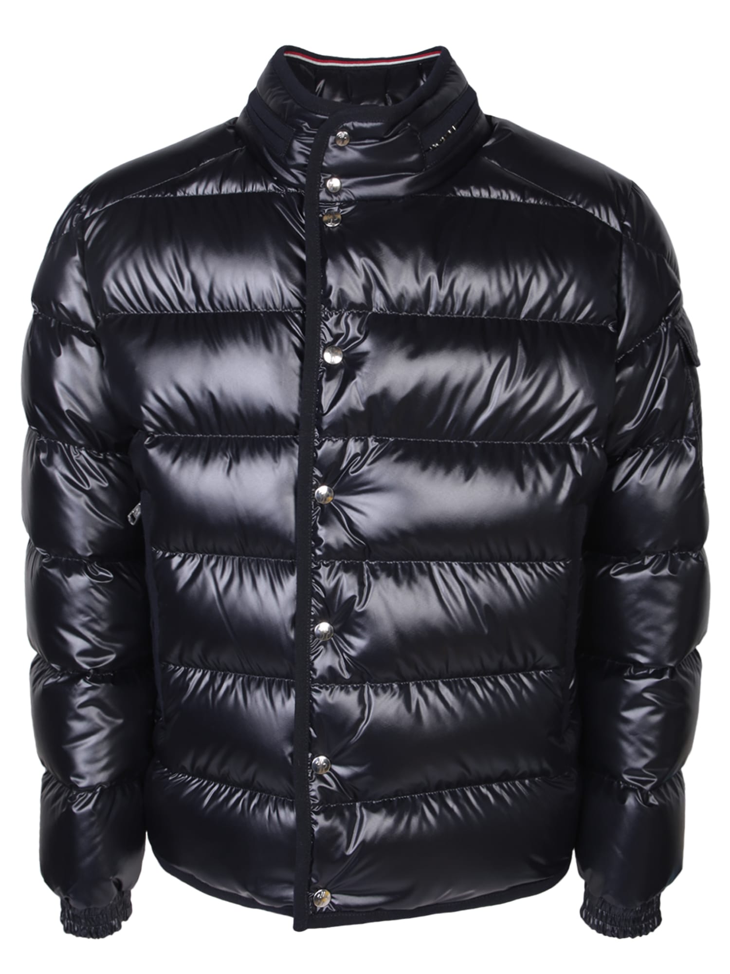 Shop Moncler Gourette Black Down Jacket In Blue