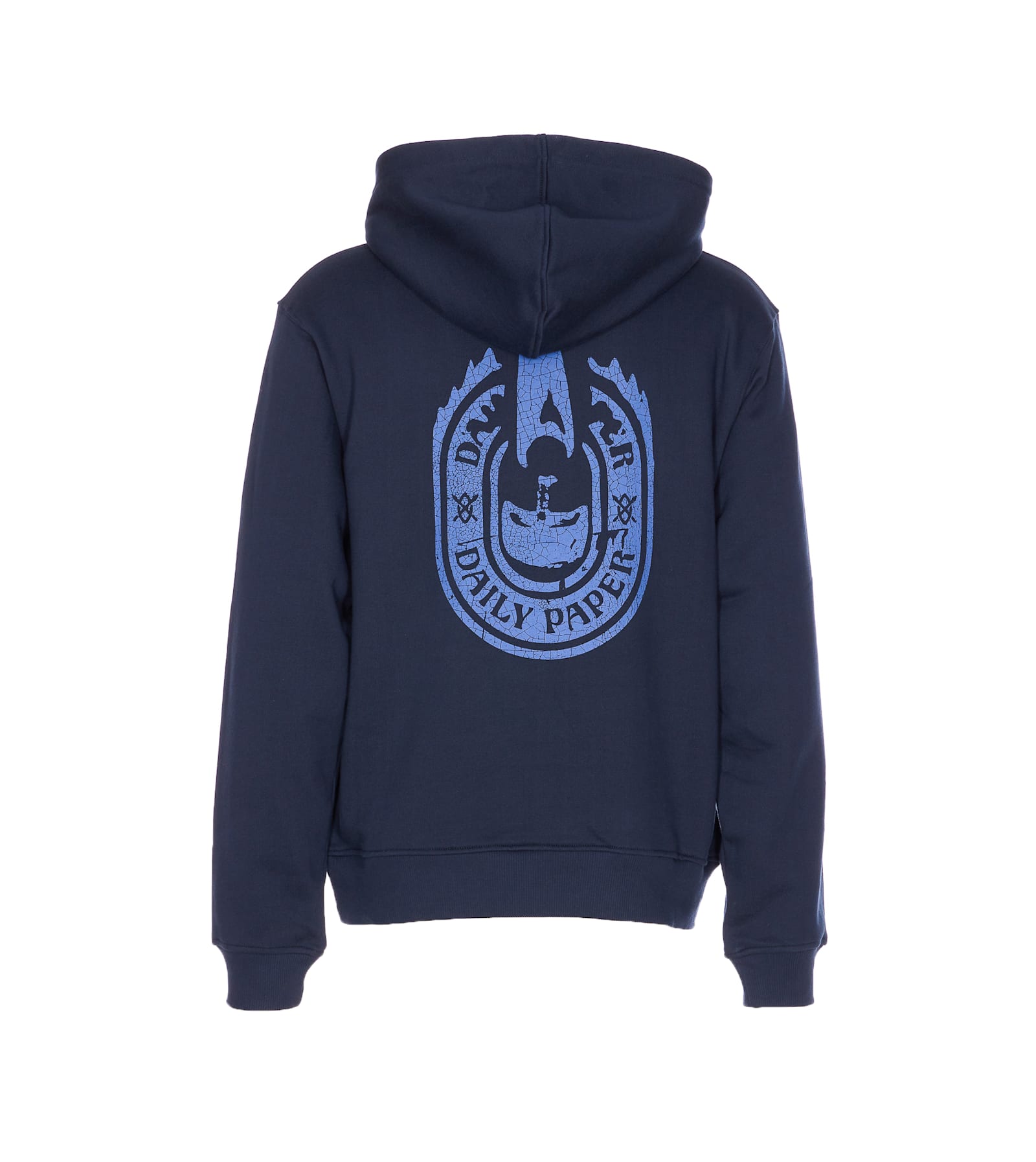 Daily Paper Candle Label Kangaroo-pocket Print Hoodie In Blue