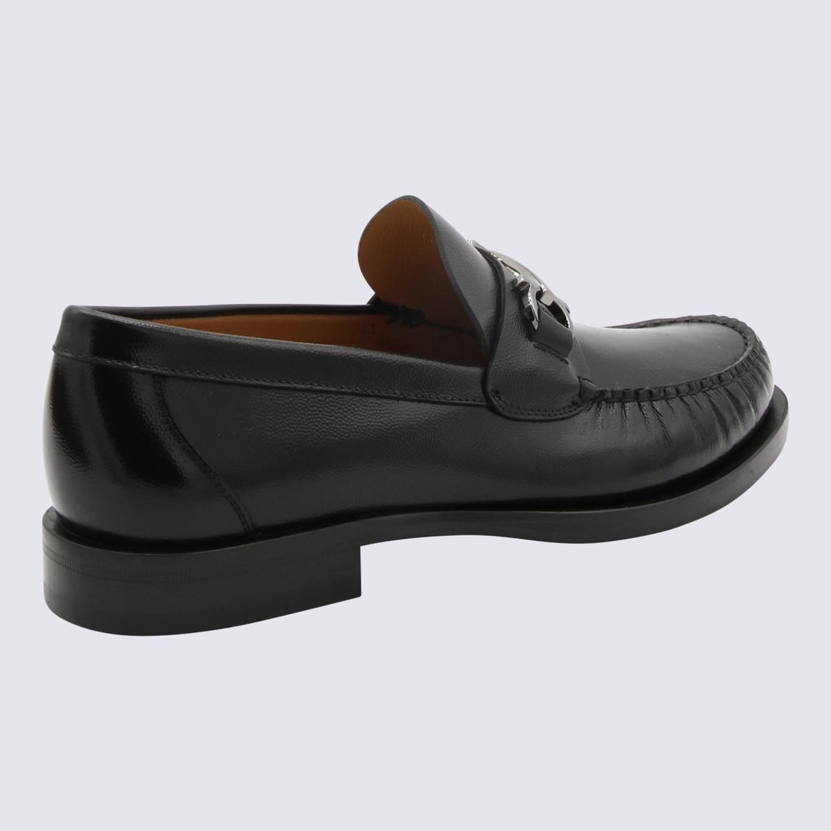 Shop Ferragamo Black And New Biscuit Leather Loafers In Nero/new Biscotto