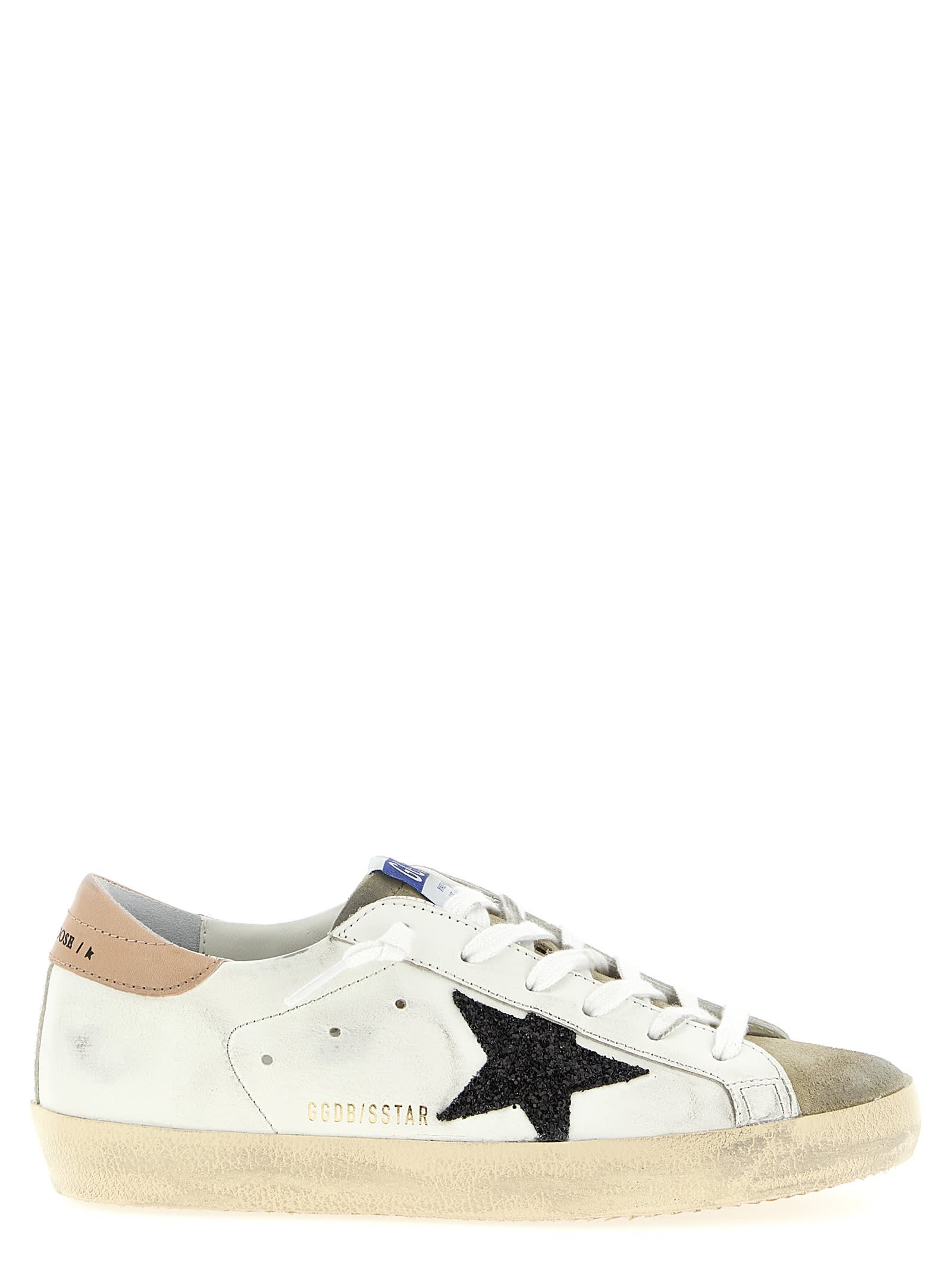 Golden Goose Superstar Leathere Upper Glitter Star Sneaker In White