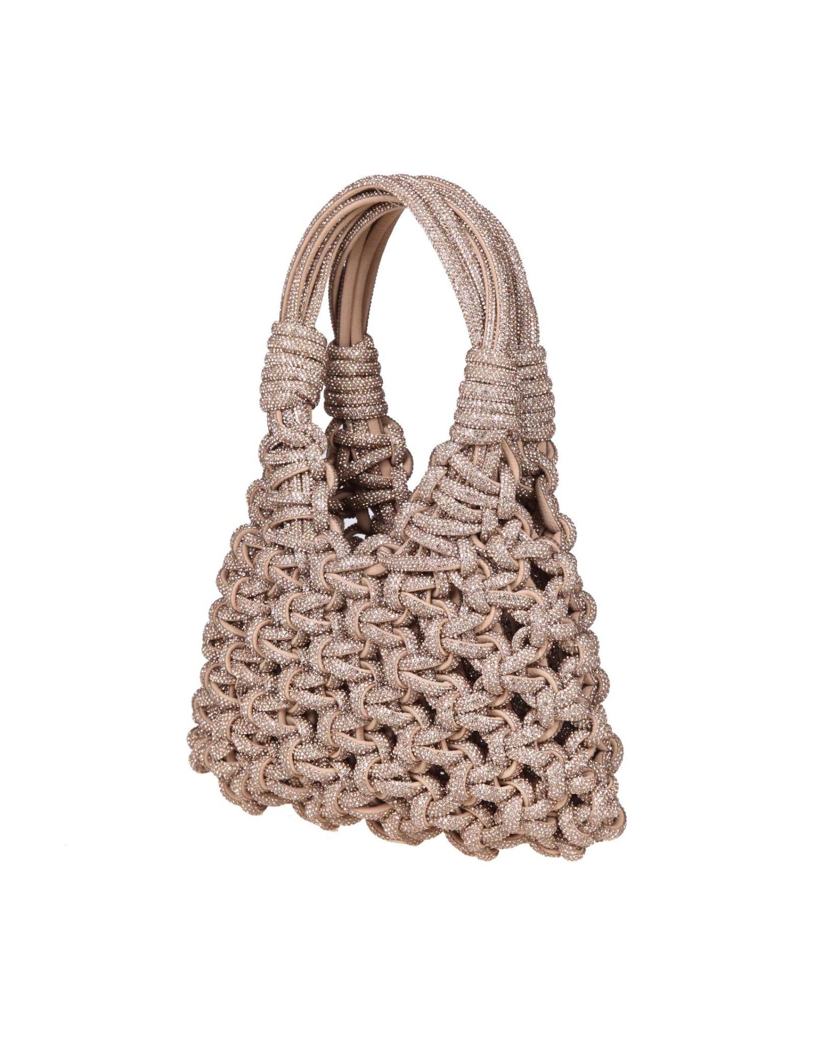 Shop Hibourama Jewel Bag With Weaving And Applied Crystals In Topaz