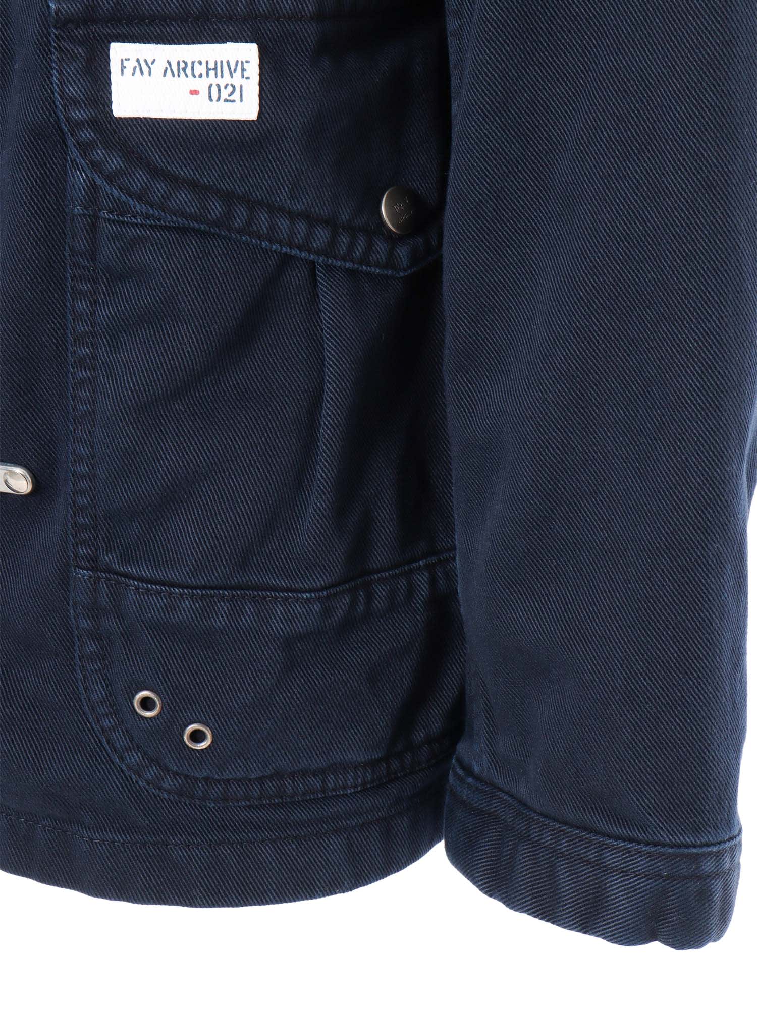 Shop Fay Archive Blue Peacoat In Black
