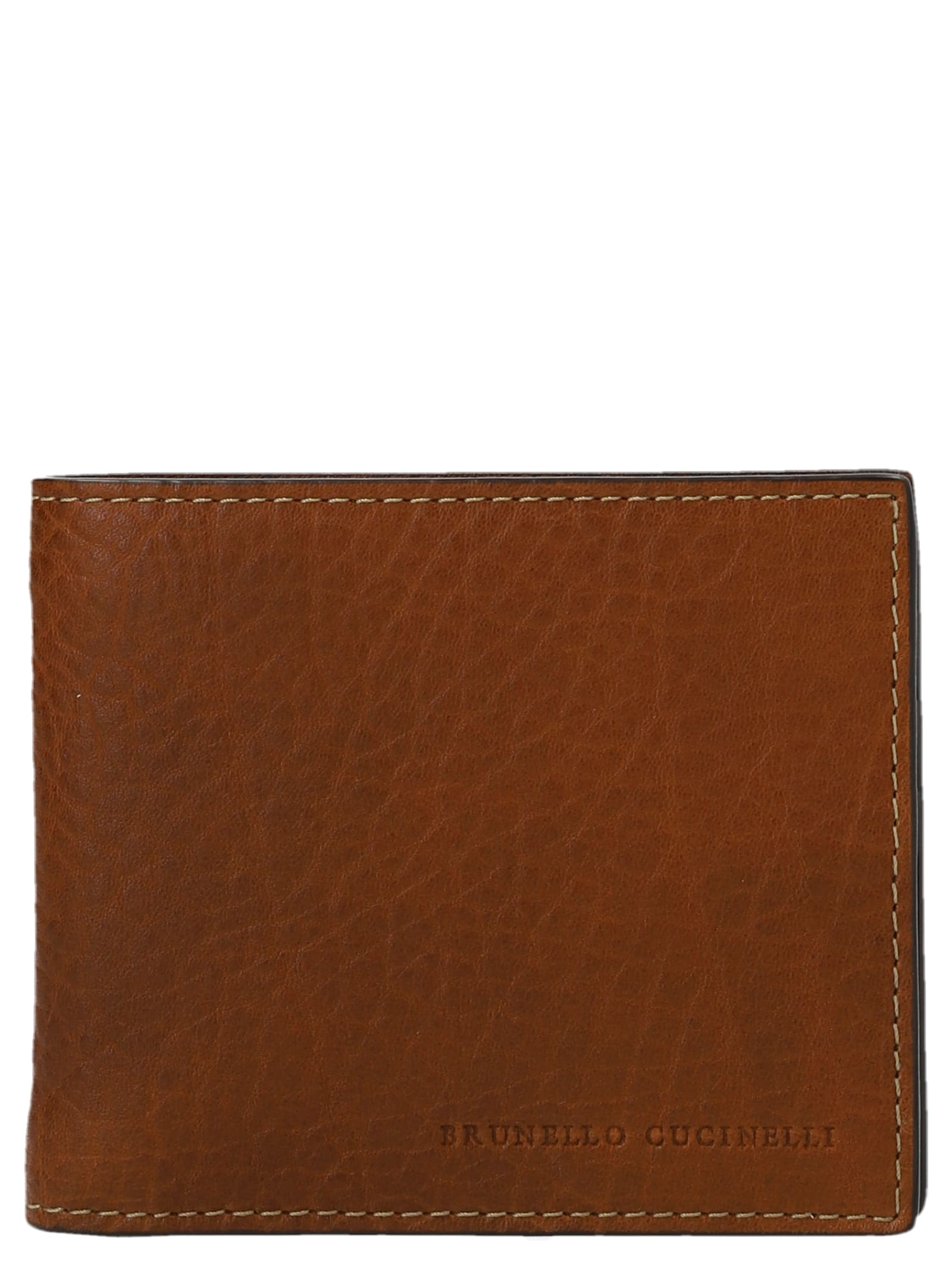 Brunello Cucinelli Embossed Logo Wallet In Brown
