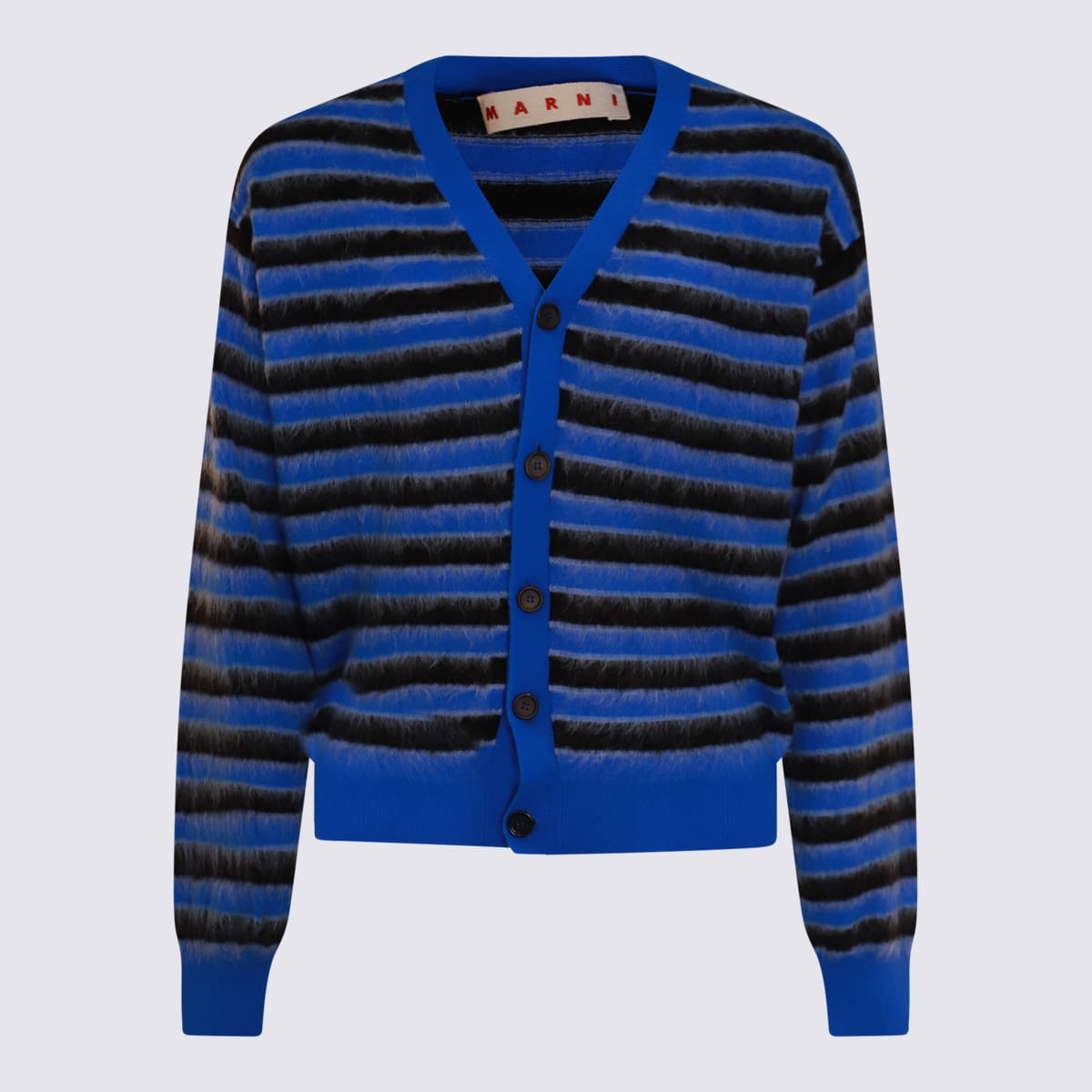 Shop Marni Blue And Black Wool Knitwear In Mazarine Blue