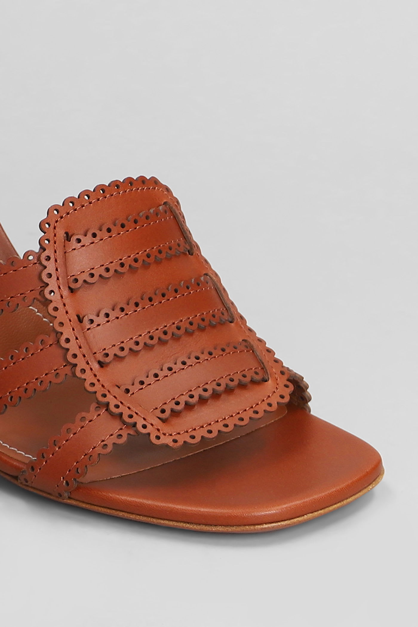 Zimmermann Leather Sandals With Block Heel And Open Strap In Brown