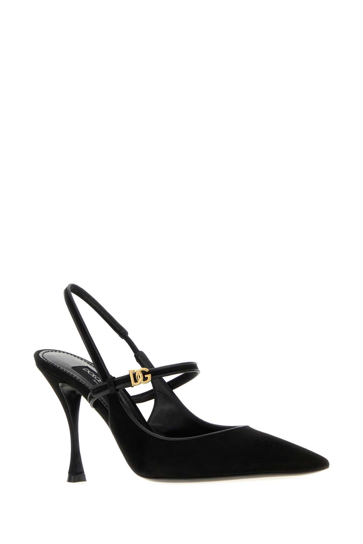 Dolce & Gabbana Italian Tailoring Leather-trimmed Suede Slingback Pumps In Black