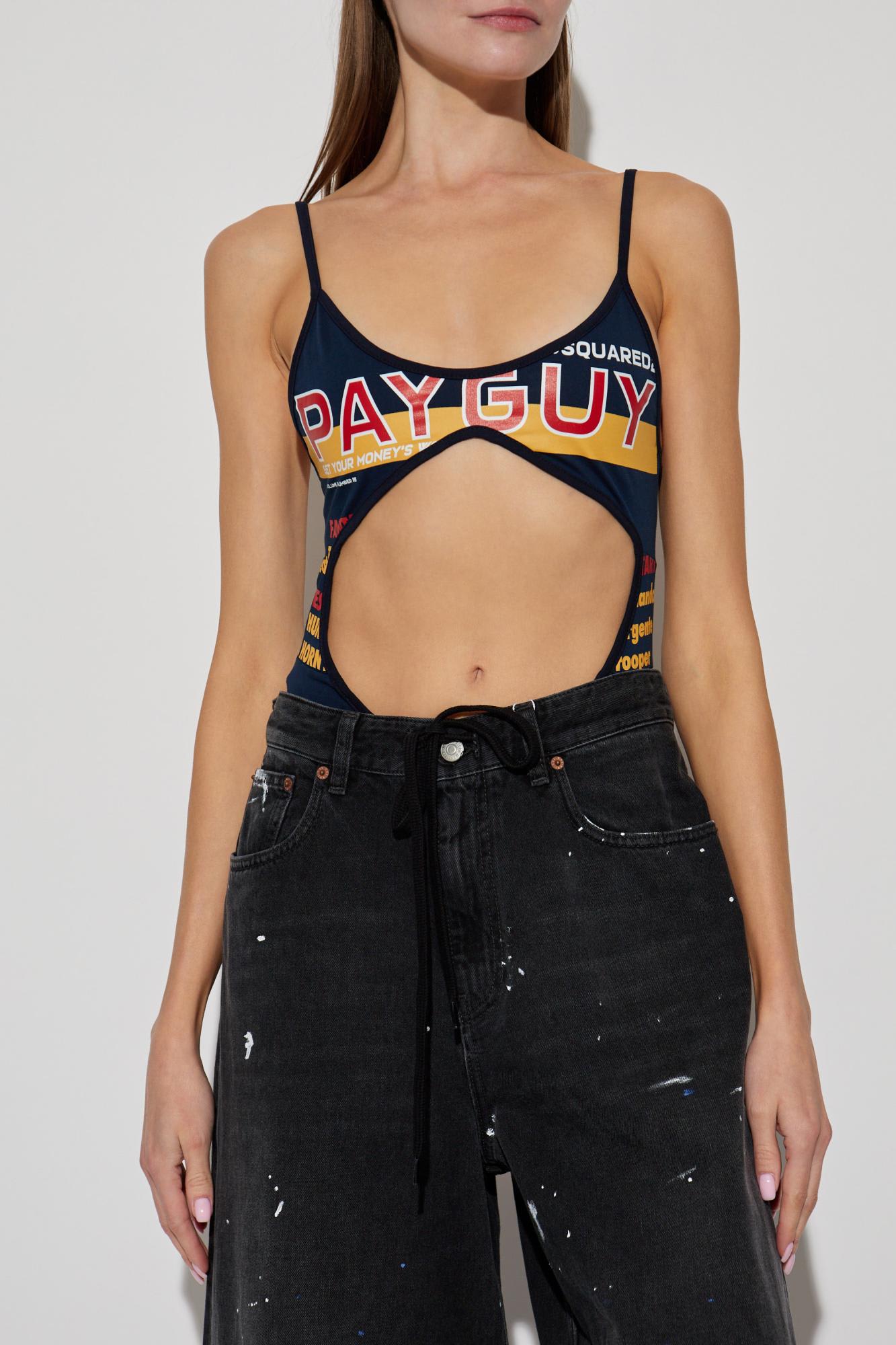 Dsquared2 Multicolour Cut-out Bodysuit Adjustable Straps In Blue