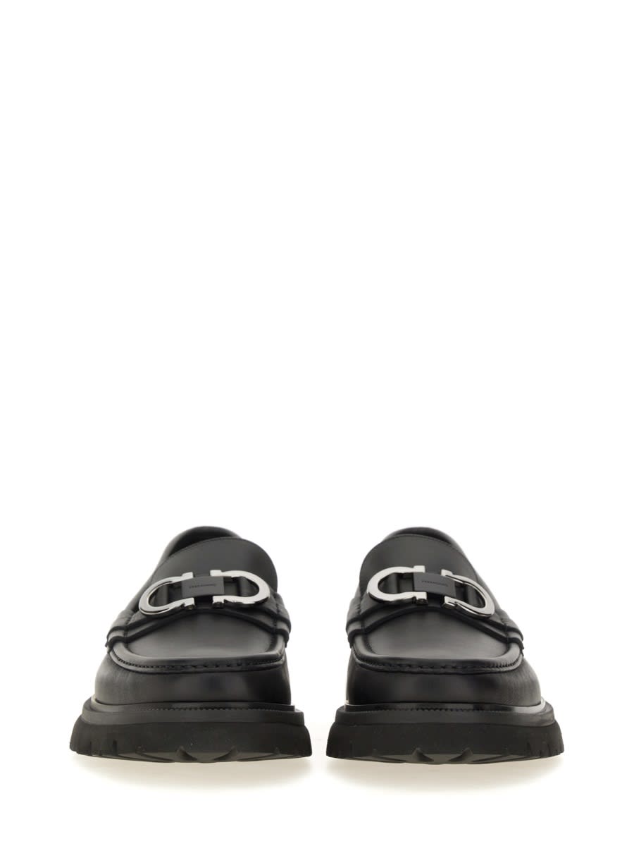 Shop Ferragamo Moccasin Ornament Gancini In Black