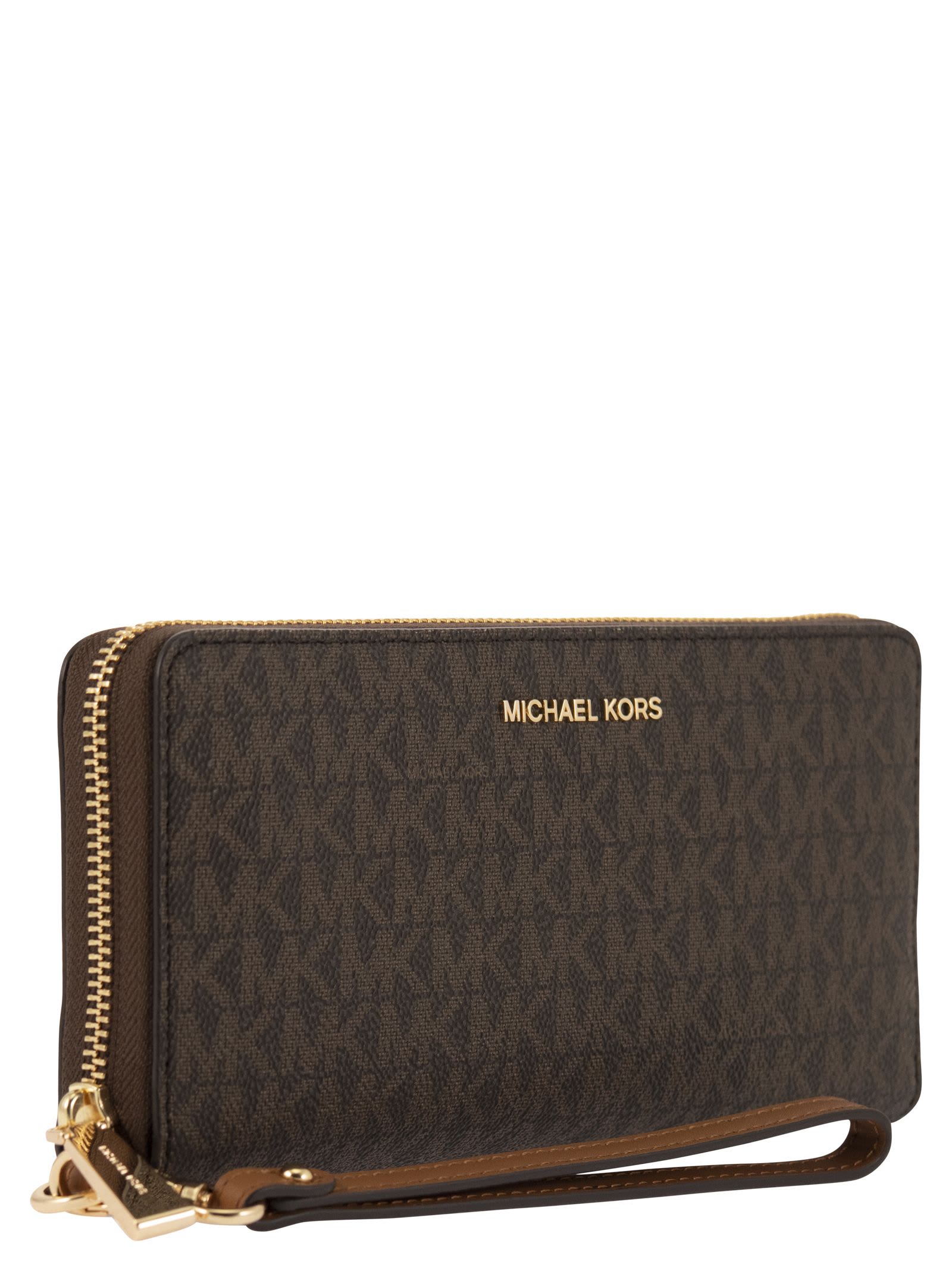 Shop Michael Kors Wallet With Logo In Chocolate
