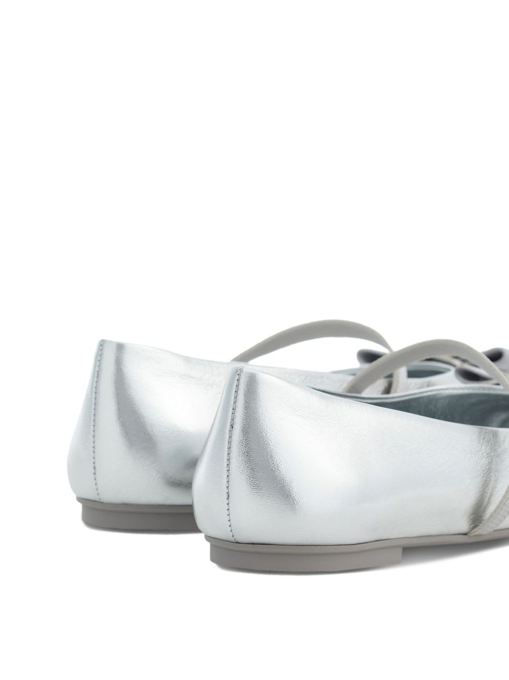 Ferragamo Zina Silver Ballerinas In Multi