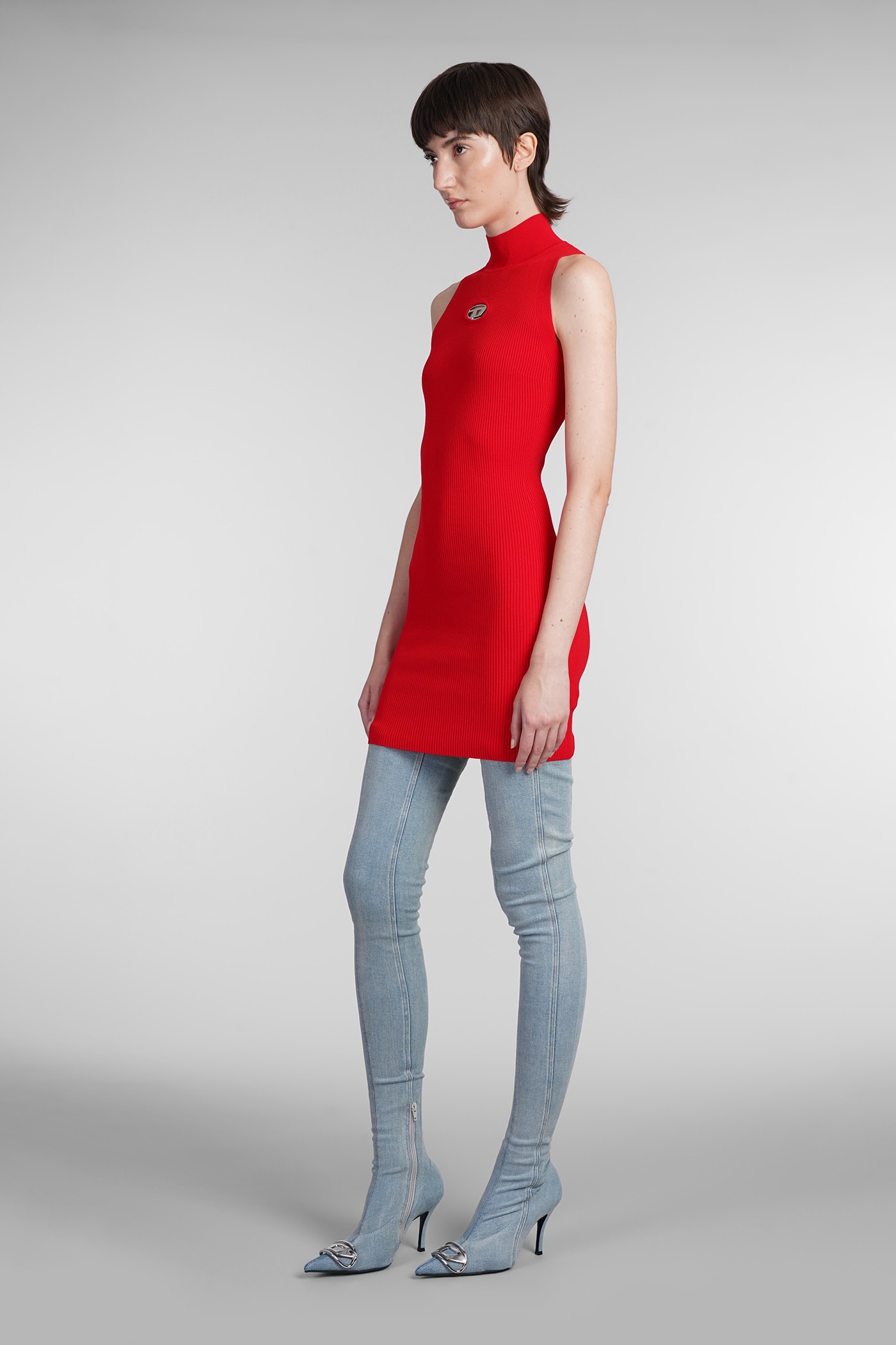 Shop Diesel M Onervax Dress In Red Rayon