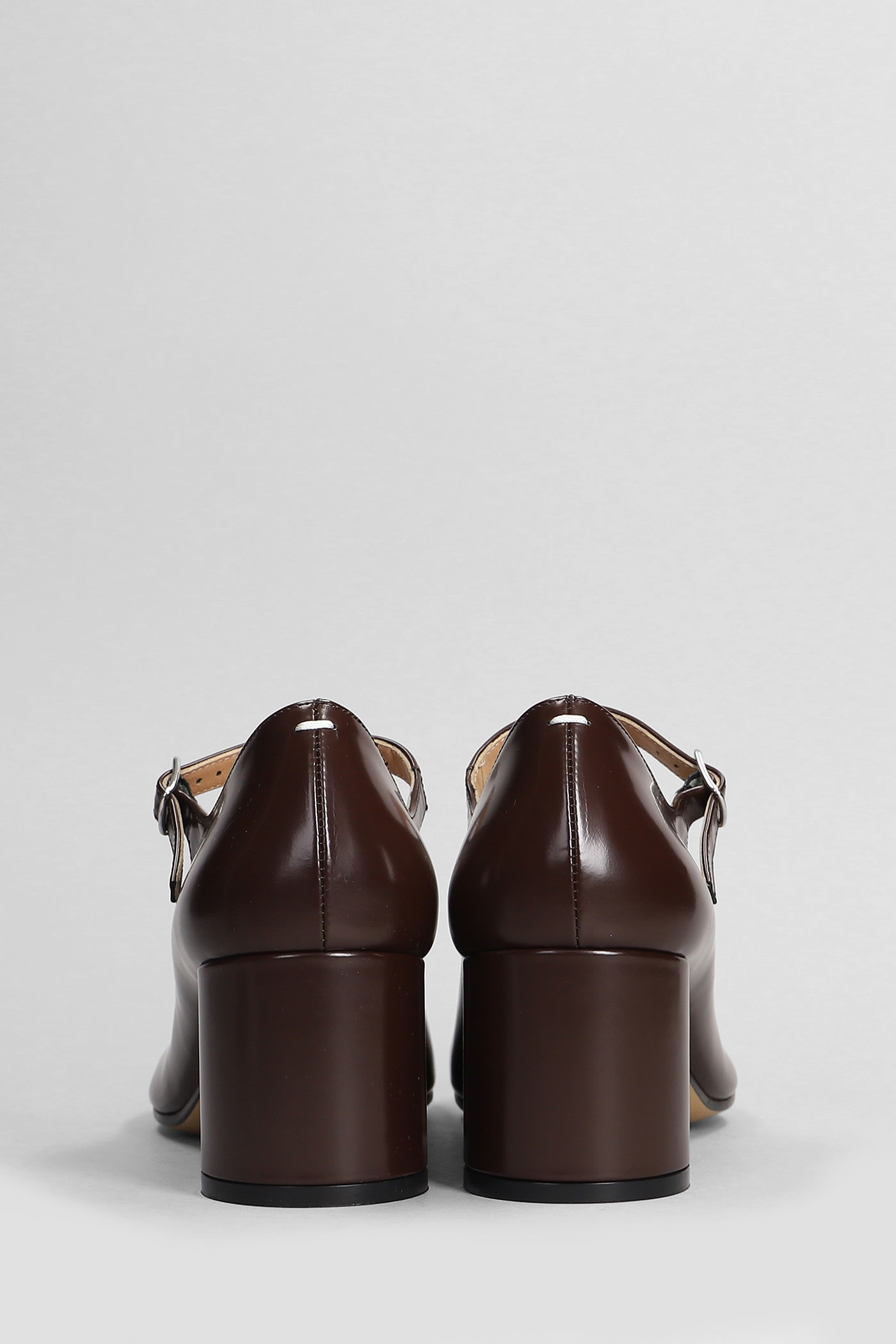 Shop Maison Margiela Tabi Pumps In Brown Leather