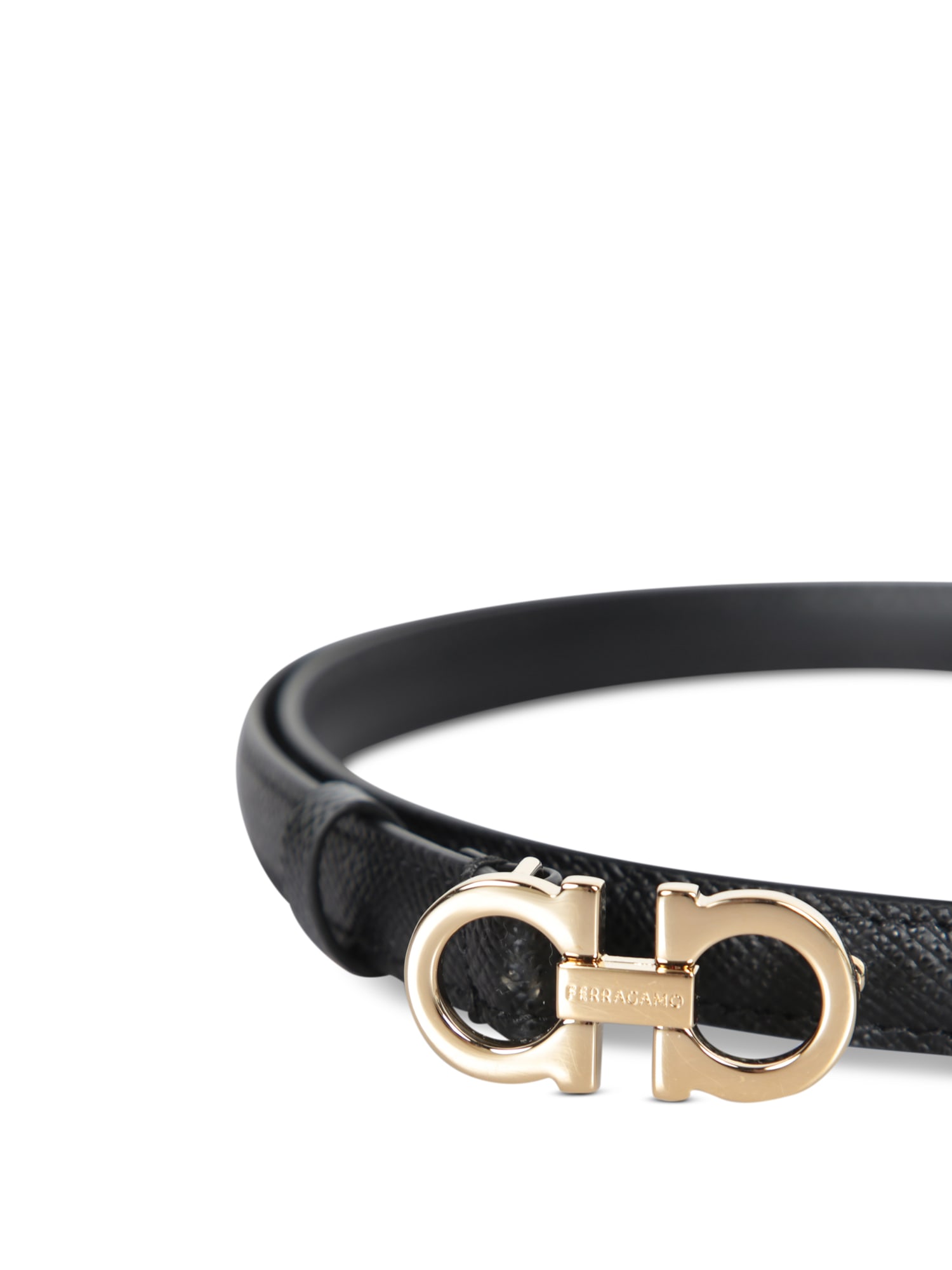 Ferragamo Gancini Leather Belt In Black