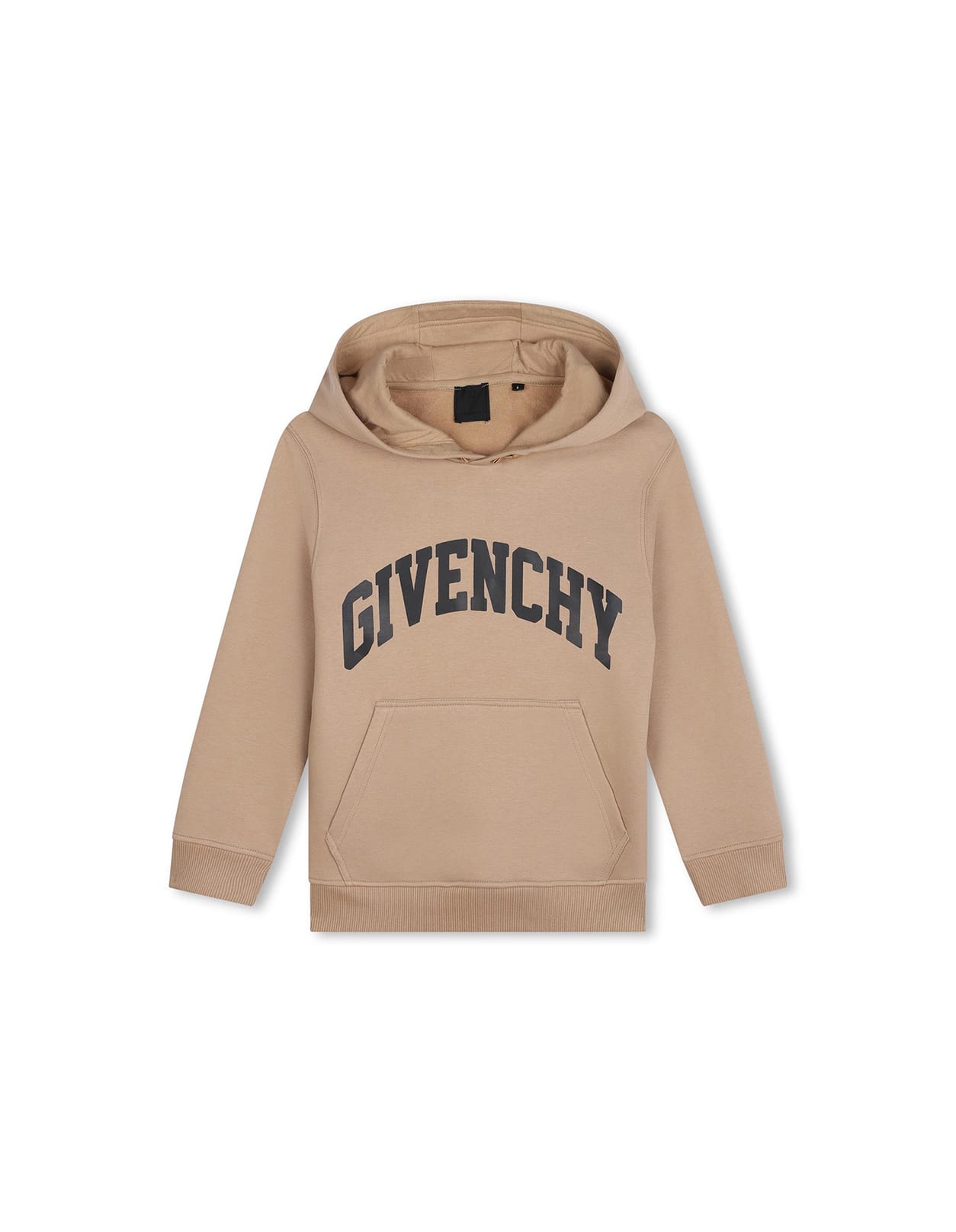 Shop Givenchy Beige Hoodie With Lettering Logo