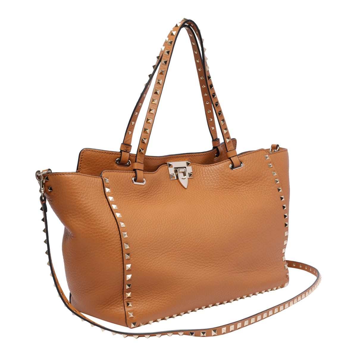 Shop Valentino Rockstud Medium Bag In Brown