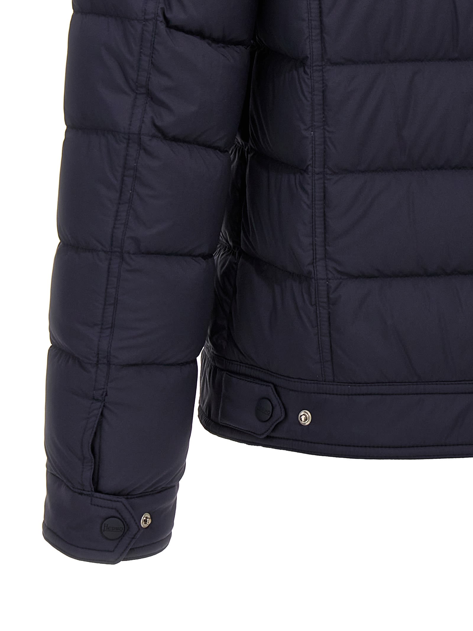 Shop Herno La Denim Down Jacket In Blue