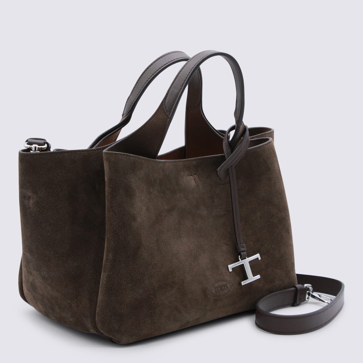 Tod's Brown Suede Leather Top Hansle Bag In Brown