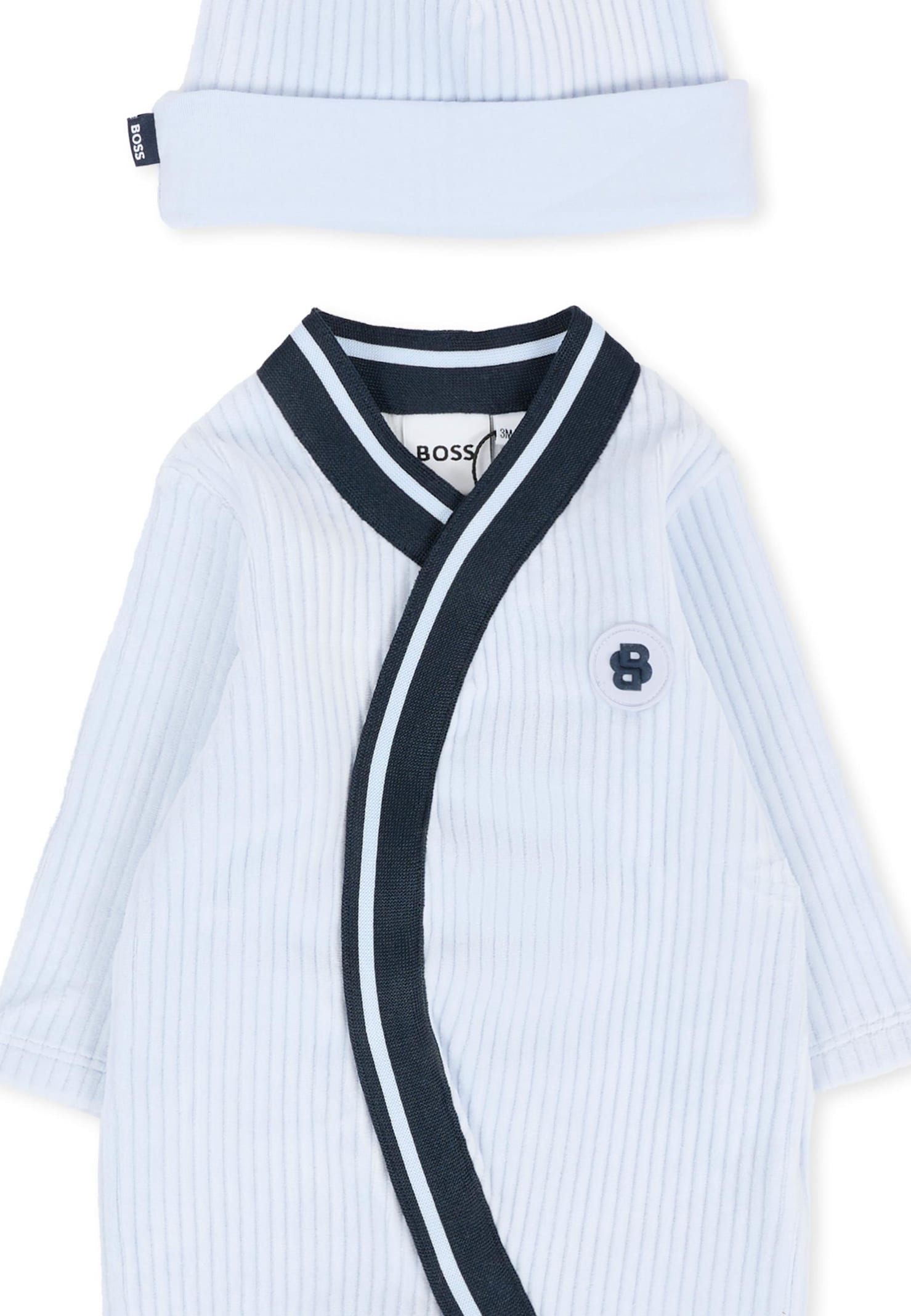 Hugo Boss Light Blue Babygrow For Baby Boy With Logo In Blue