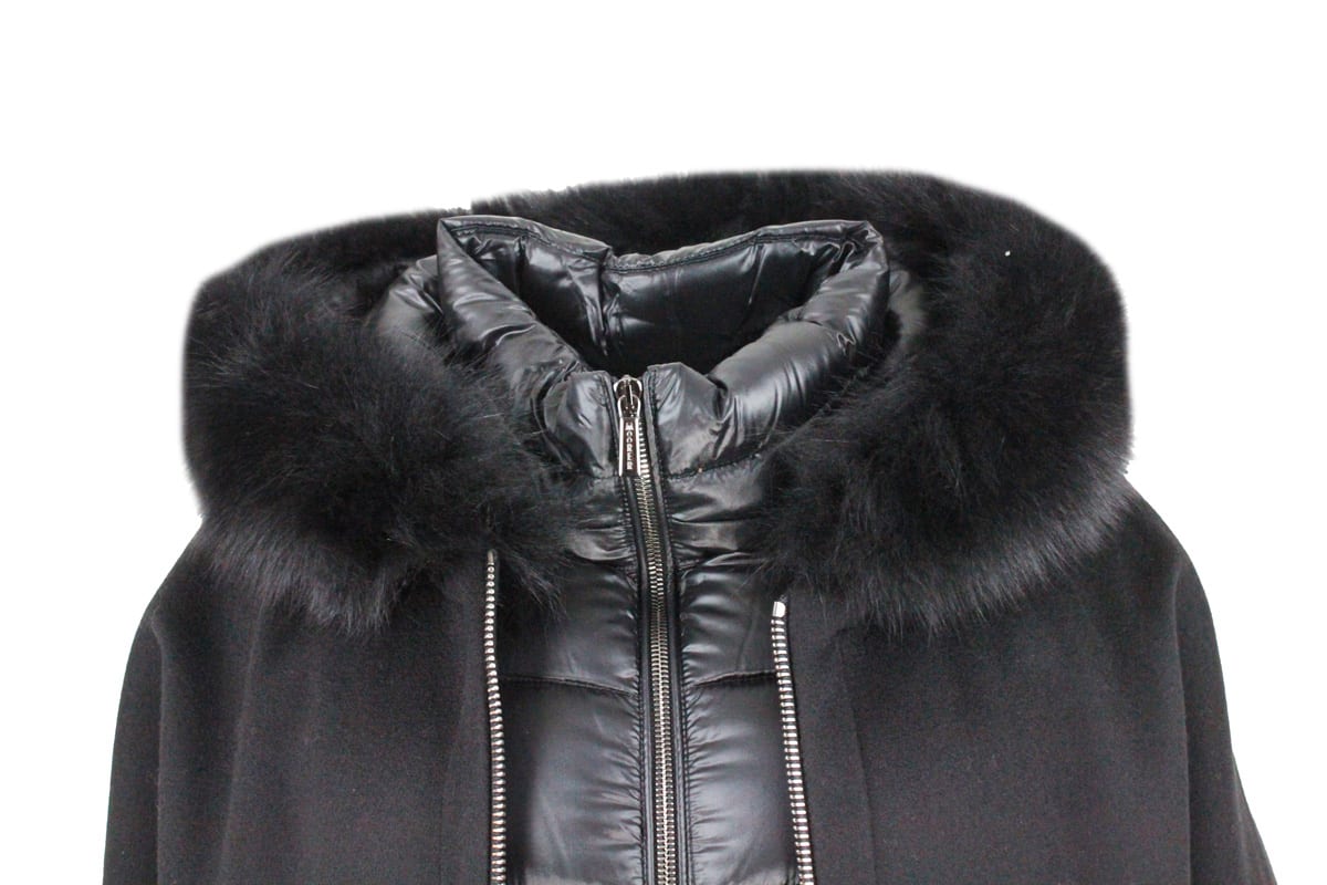 Shop Moorer 3-in-one Jacket Composed Of: Inner Duvet In Real Feathers And Outer Cape With Hood In Pure Cashmere  In Black