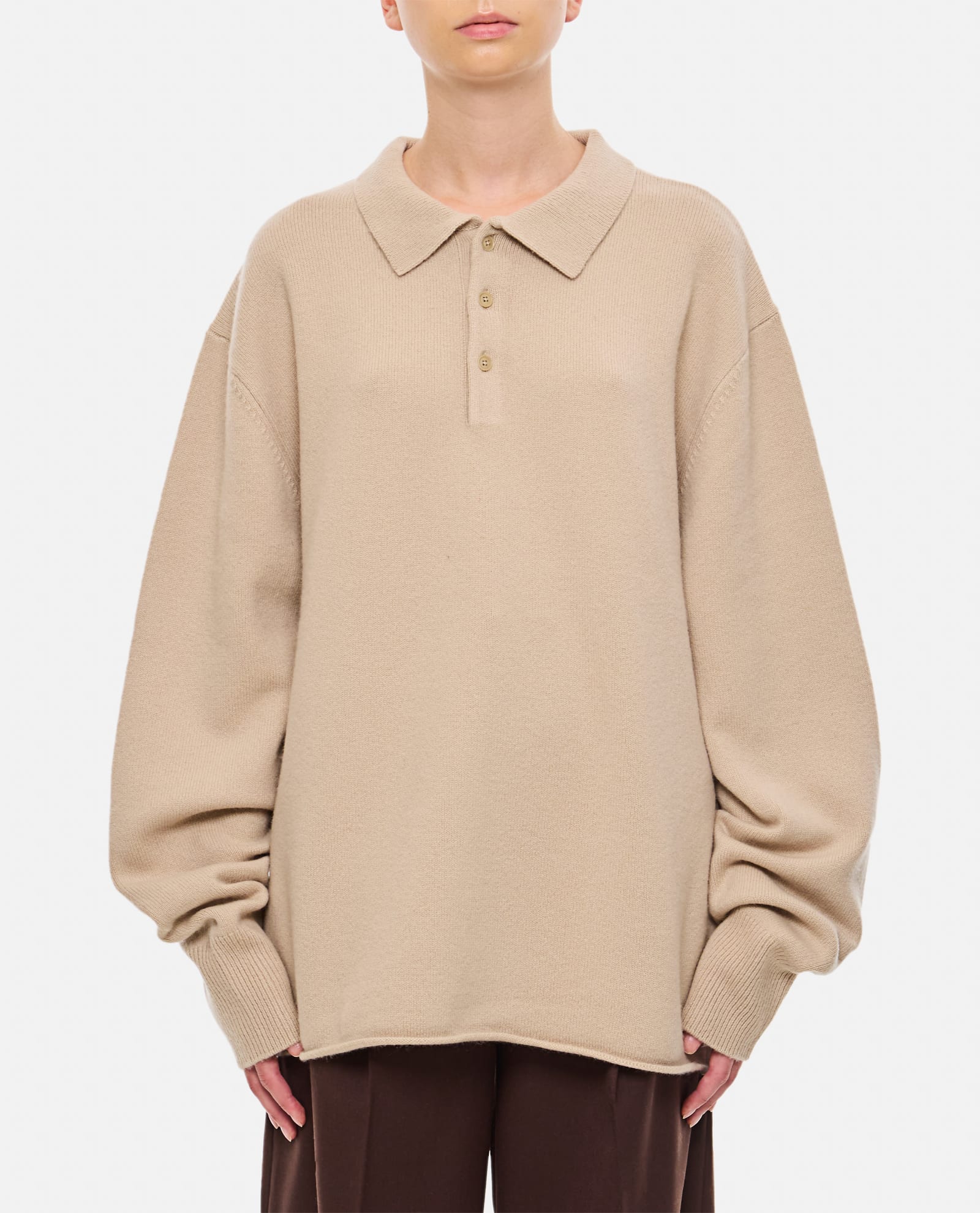 Shop Extreme Cashmere Marylebone Cashmere Polo Shirt In Beige