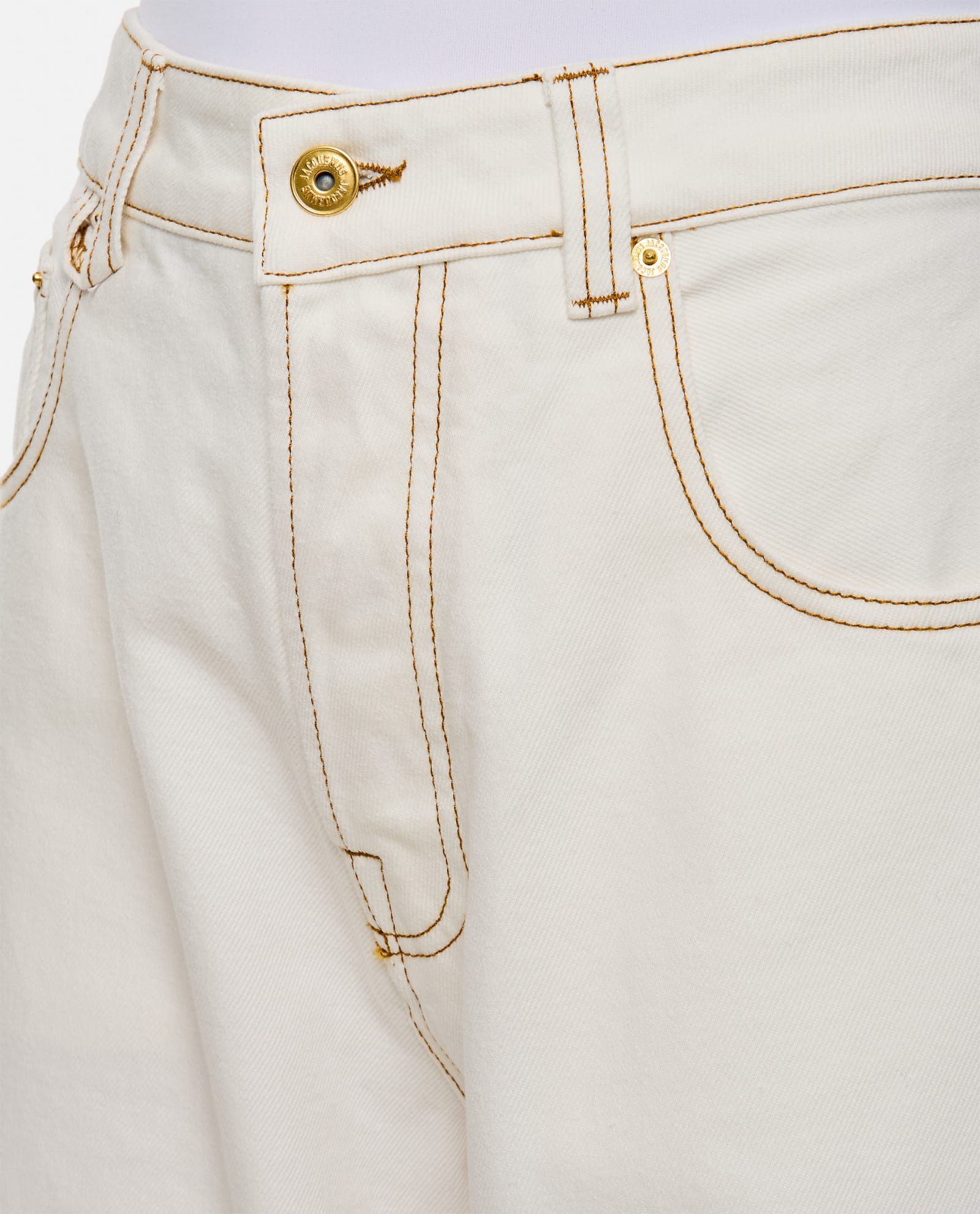 Shop Jacquemus Baggy Denim Pant In Off-white/tabac