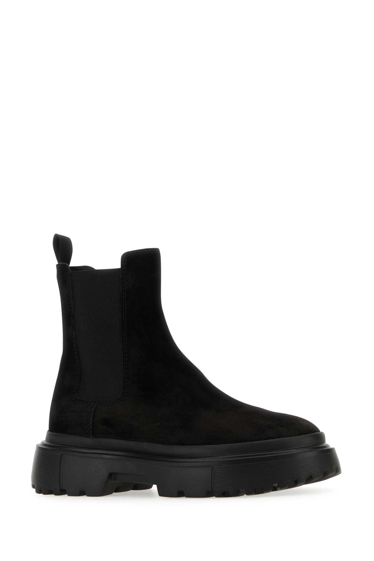 Shop Hogan Black Suede H619 Ankle Boots In B999