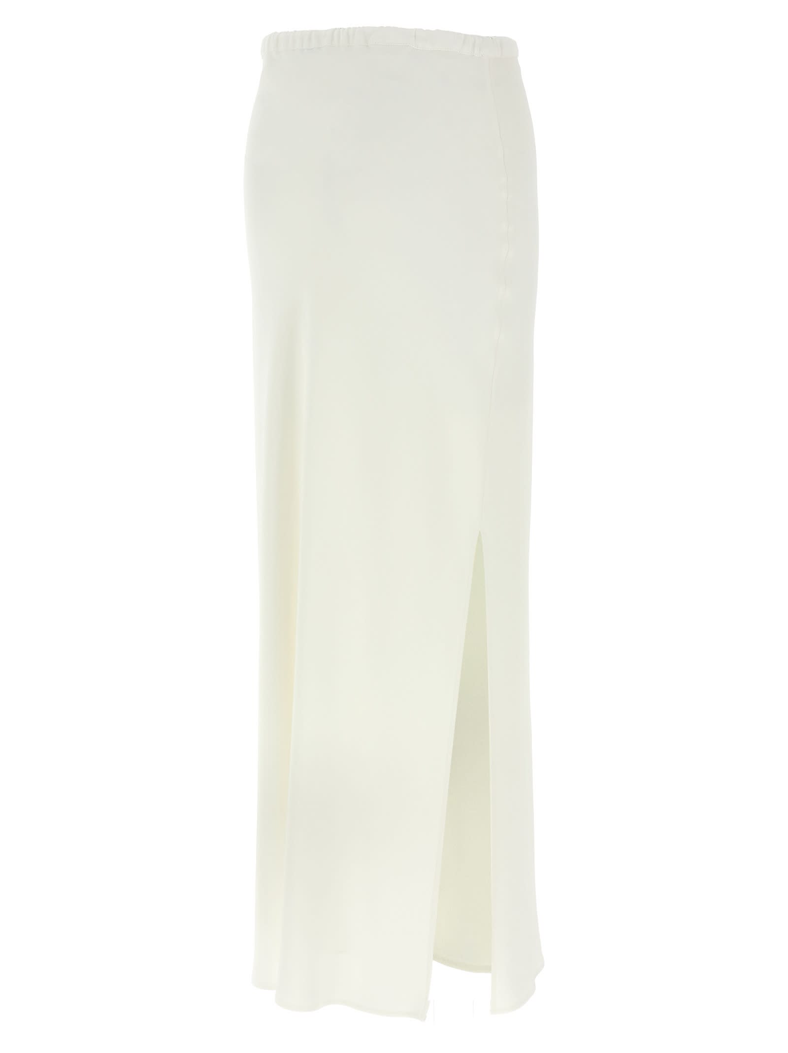 Brunello Cucinelli Long Silk Skirt With Drawstring And Elastic Waistband