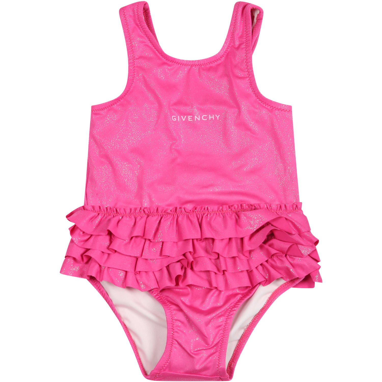 Givenchy Fuchsia Swimsuit For Baby Girl With Pink Logo