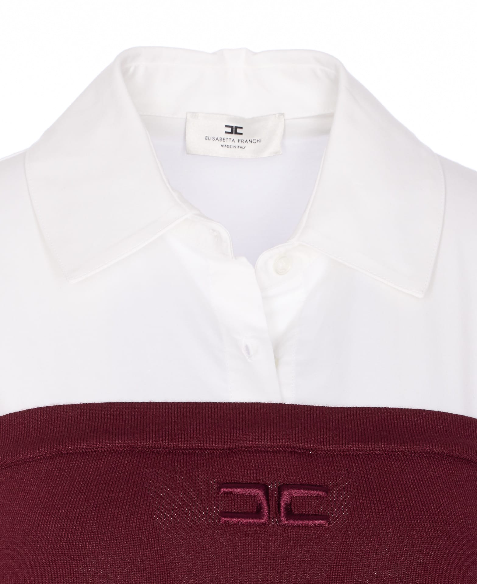 Elisabetta Franchi Collared Neck Long Sleeve Off-the-shoulder Top In Red